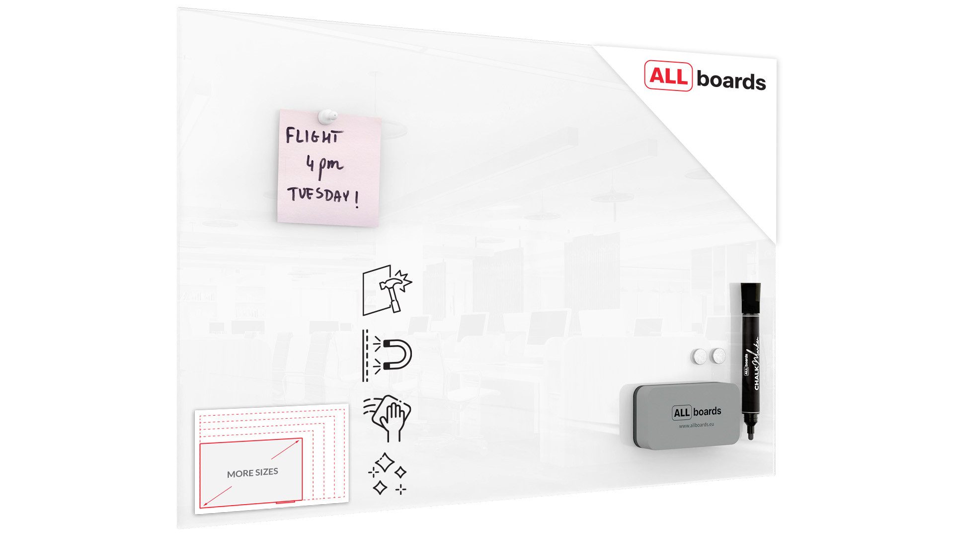 ALLboards Memoboard ALLboards Glastafel Whiteboard Magnettafel günstig online kaufen
