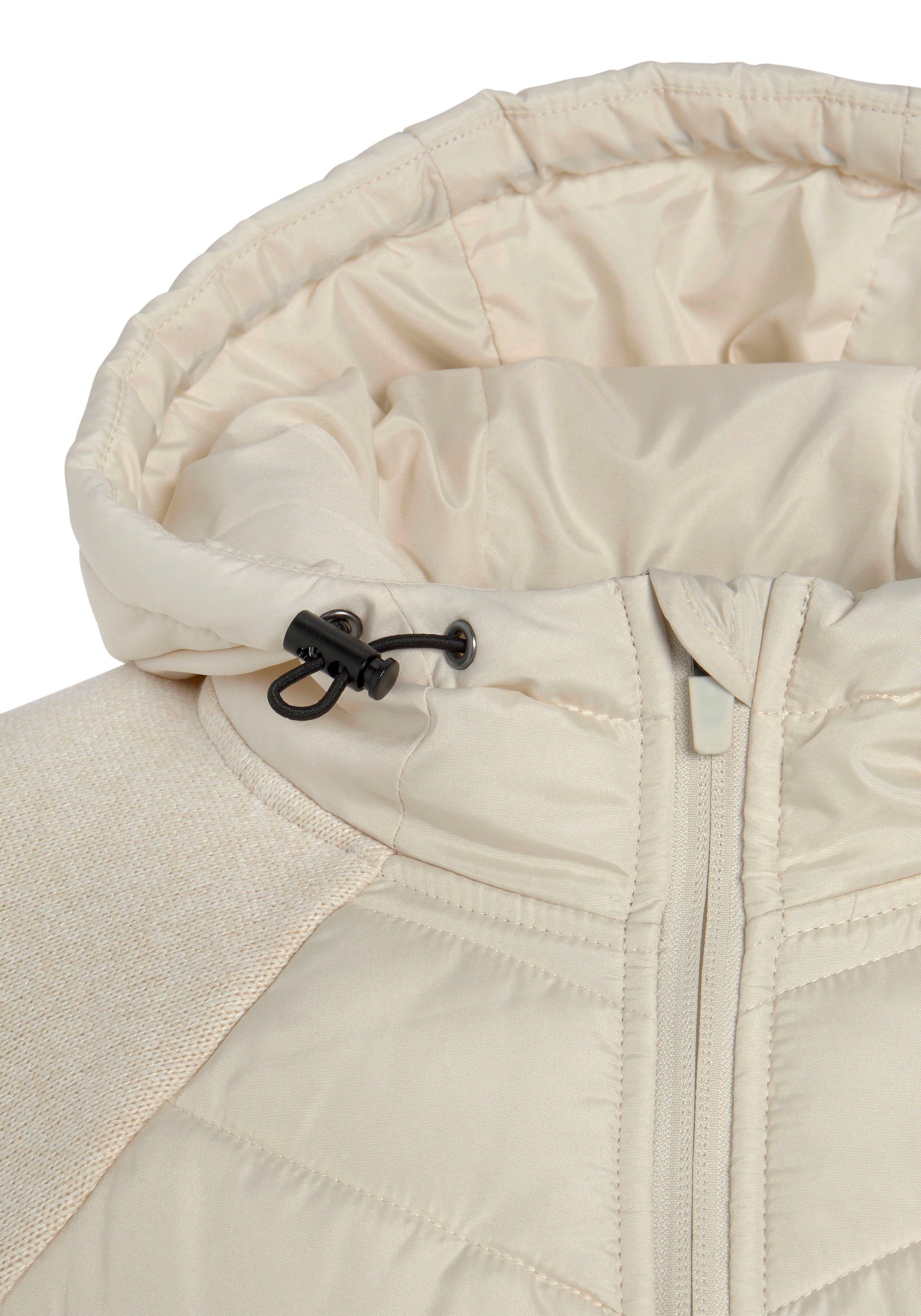 mit Vivance Steppjacke Strickfleece-Ärmeln beige