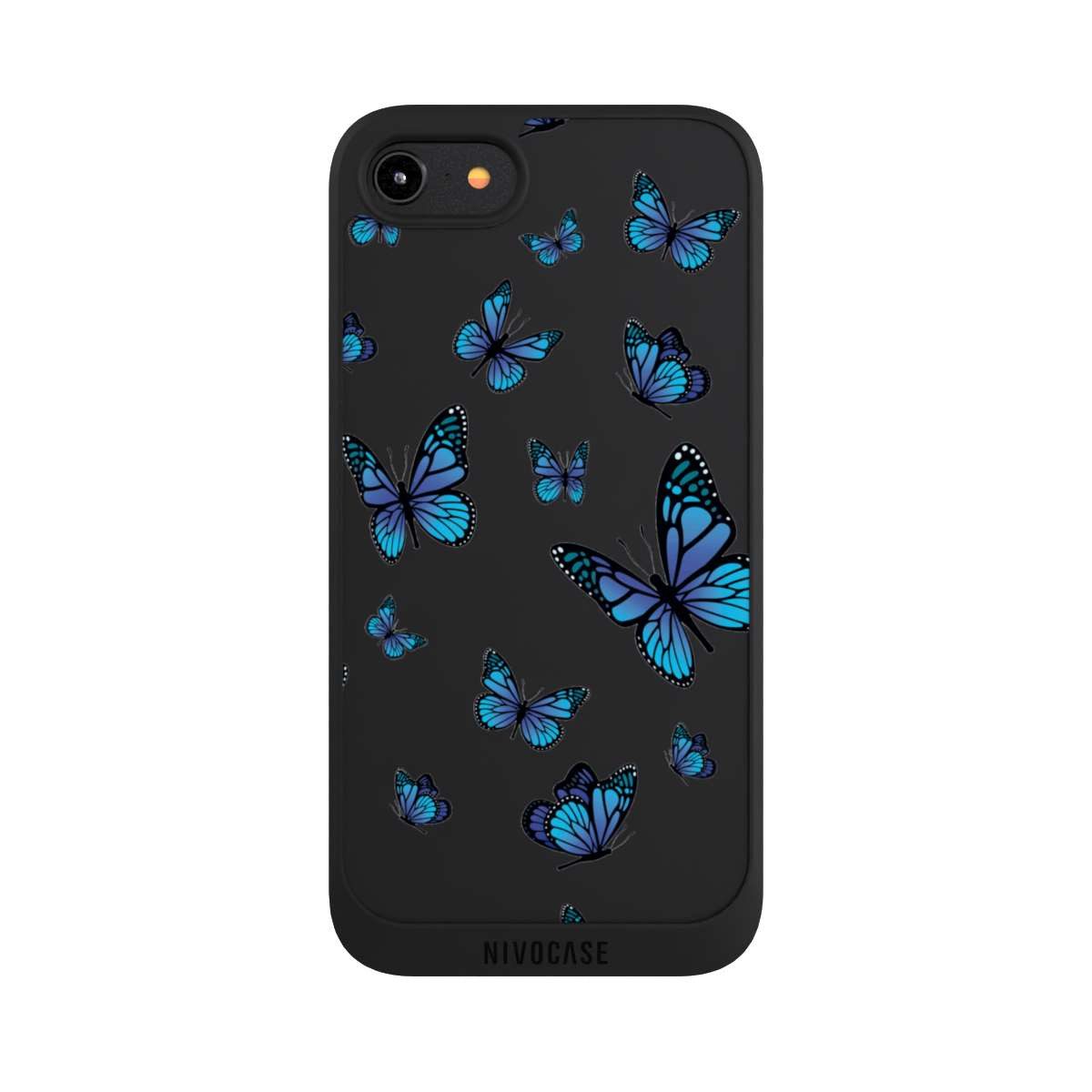 NIVOCASE Handyhülle Schmetterling Muster transparent Butterfly Pattern Transparent, Apple iPhone 7 Handyhülle Hülle NIVOpure Case Schwarz