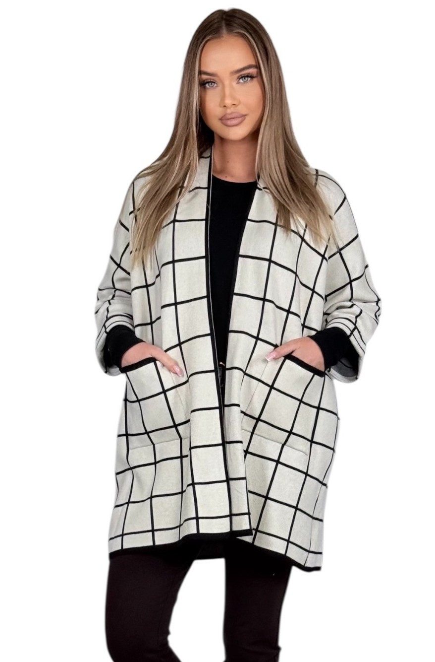 Mississhop Longstrickjacke Stylischer Damen-Cardigan aus weichem Feinstrick M.416