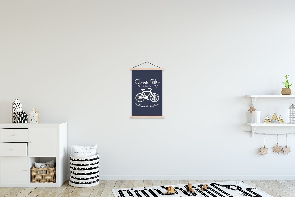MuchoWow Poster Jahrgang - Fahrrad - Text, (1 St), Posterleiste, Textilposter für Wohnzimmer, Bilderleiste, Magnetisch