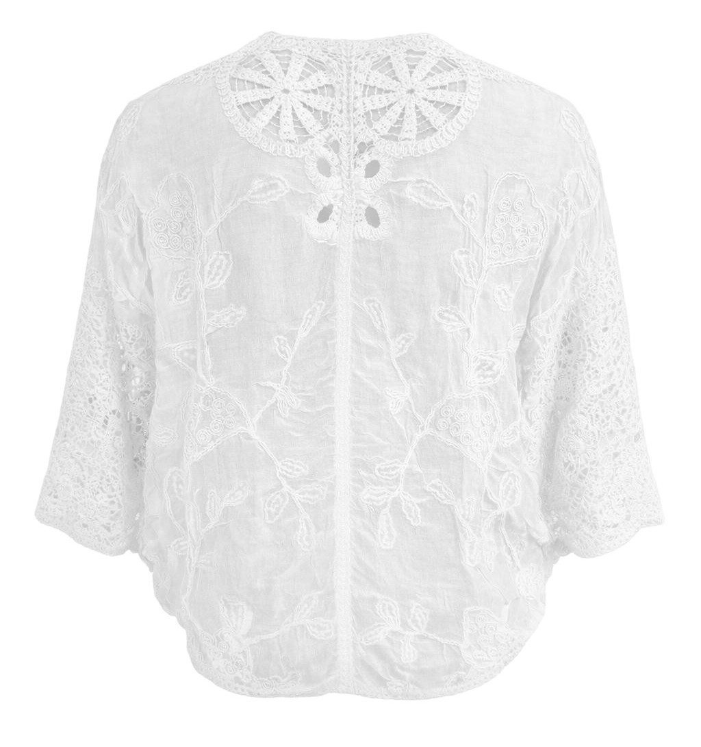 Mississhop Bolero Damen Bolero Spitze Kurzarm Baumwolle Sommer Cardigan Gr. S/M