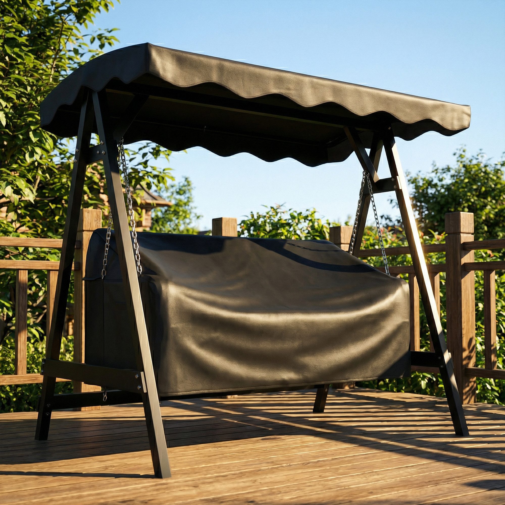 Outsunny Gartenmöbel-Schutzhülle Hollywoodschaukel Abdeckung (UV-Beständig Abdeckplane, 1-St., für 3-Sitzer Gartenschaukel), Wasserdicht, UV-beständig, mit Reißverschluss