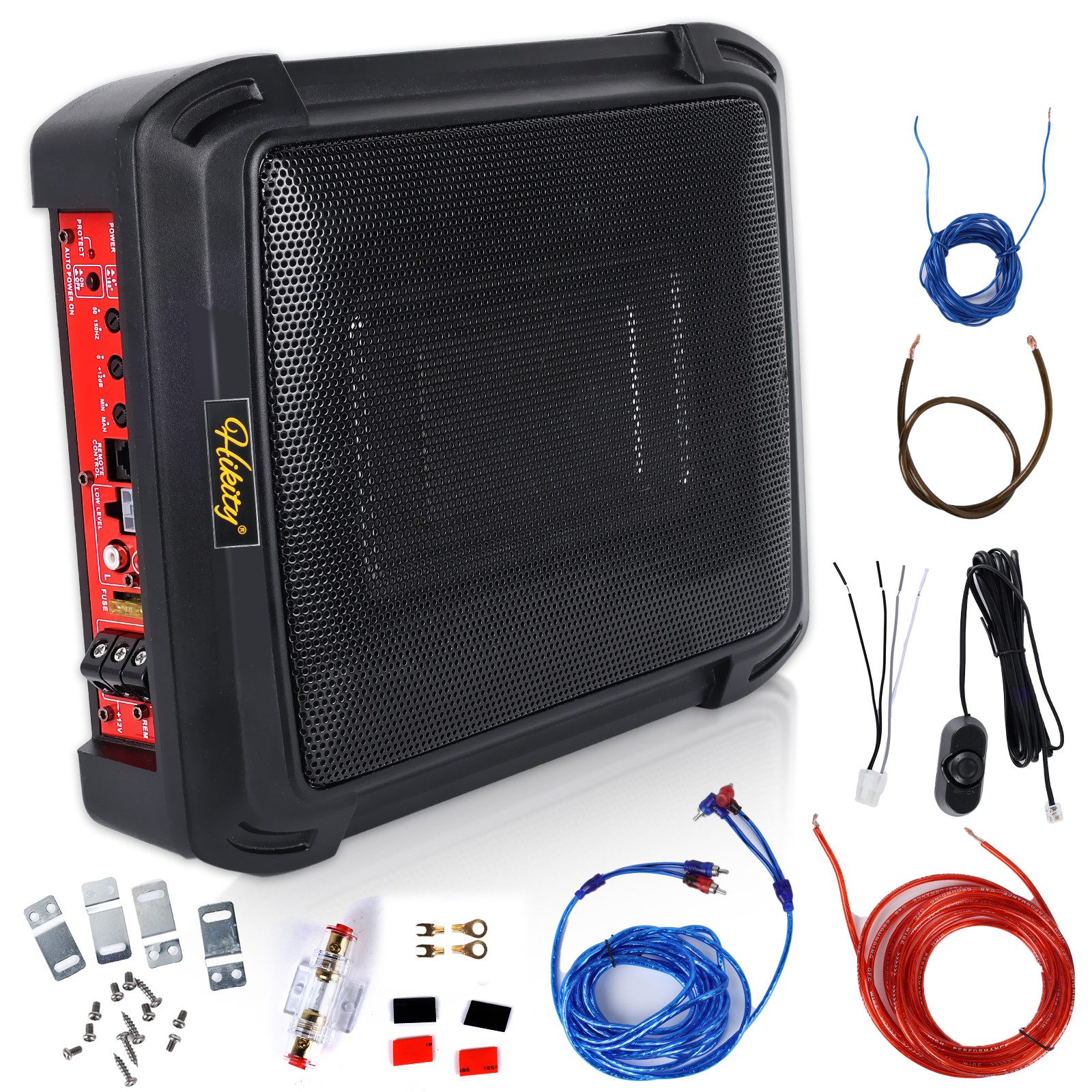 1 Satz Ultra Slim Car Subwoofer + Audiokabel 1000W Auto-Lautsprecher