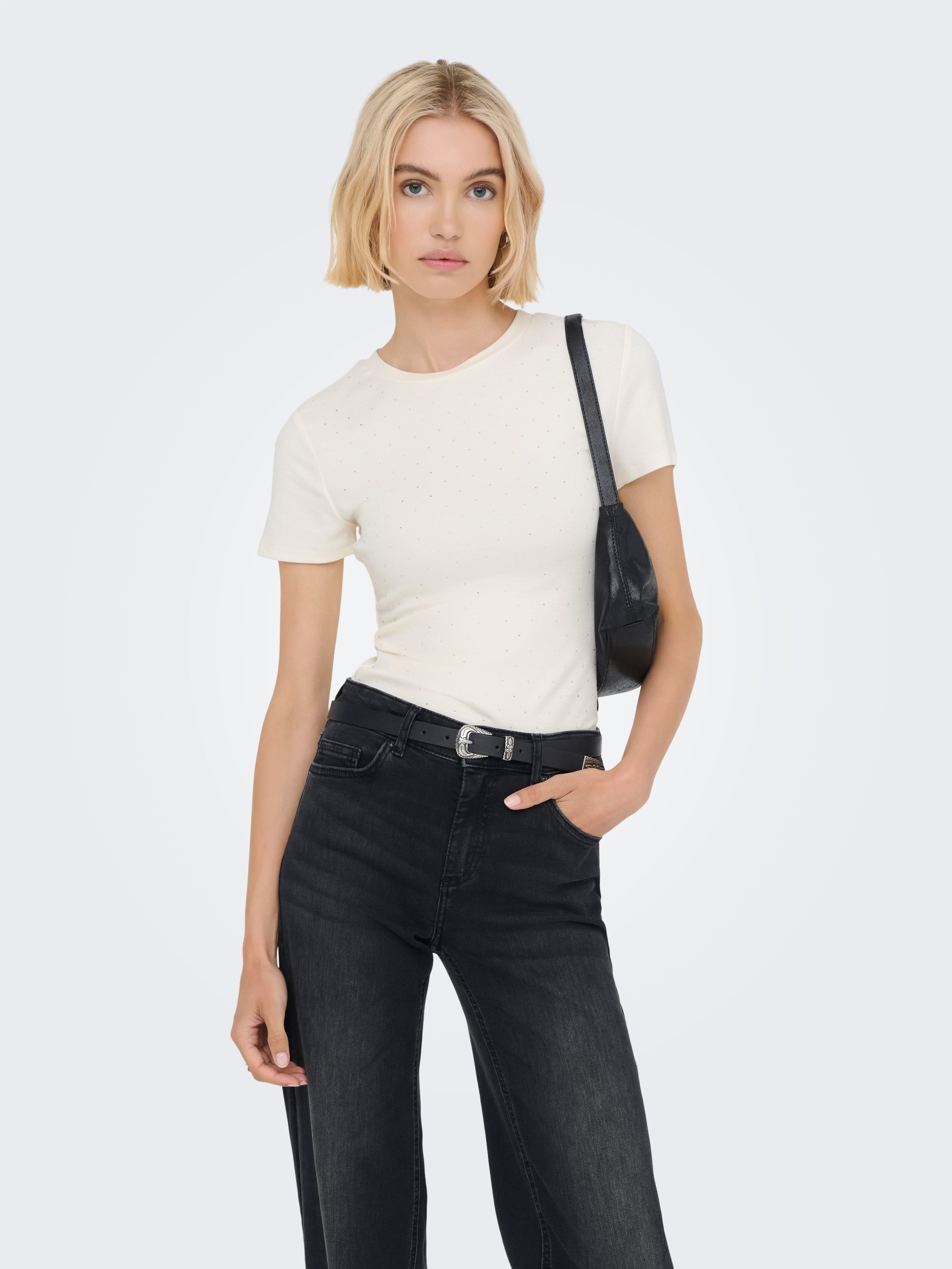 ONLY Kurzarmshirt ONLARNHEM S/S RHINESTONE TOP günstig online kaufen