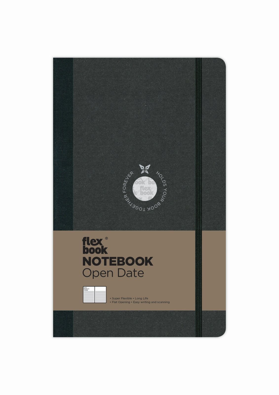 Flexbook Notizbuch Flexbook Globel Notizbuch blanko/linierte Seiten Elastikband verschied 13 * 21 cm Liniert mit Open Diary Schwarz