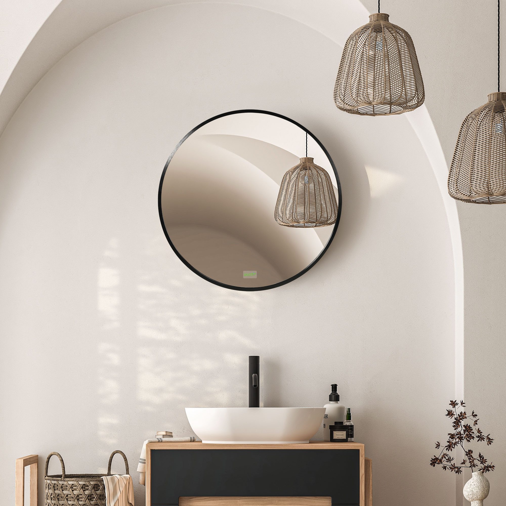 Kleankin Badspiegel Ø50 cm Badezimmerspiegel (50 günstig online kaufen