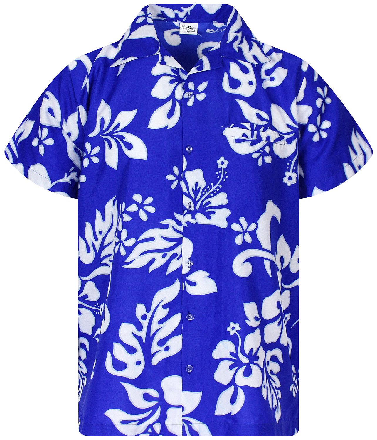King Kameha Hawaiihemd "Hibiscus" Funky Hawaii-Hemd Herren Kurzarm Front-Tasche Stylish