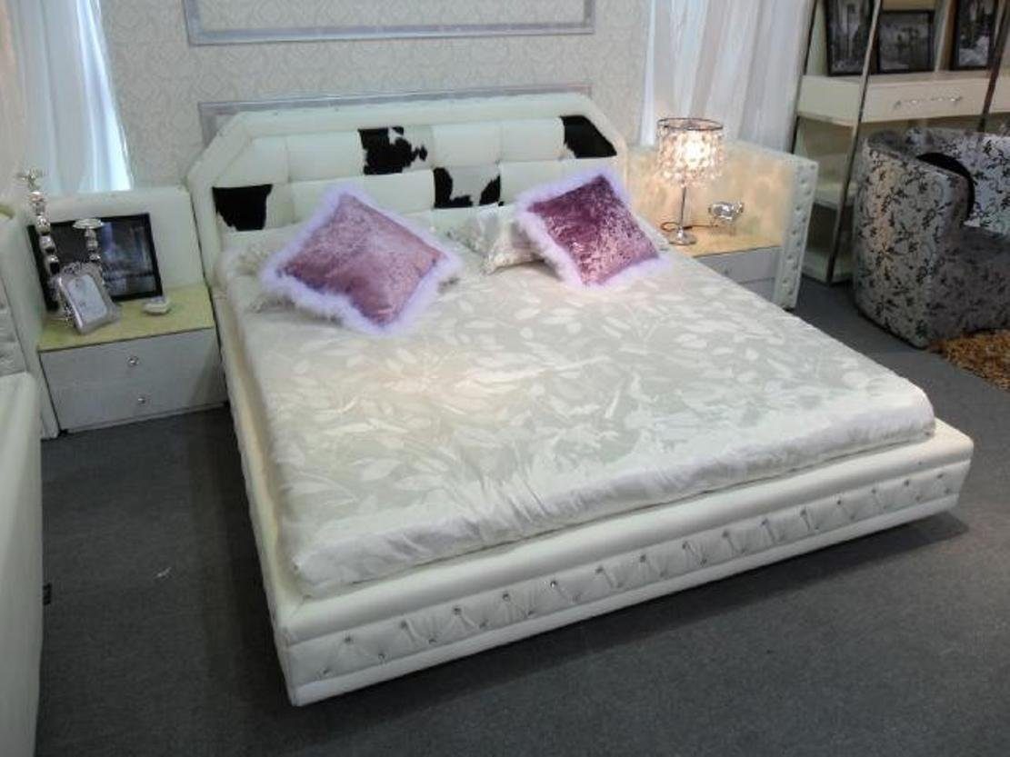 JVmoebel Bett Modernes weißes Bett im Chesterfield-Stil