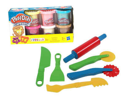Play-Doh Knete Konfettiknete mit Förmchen und 6 teiligem Knetwerkzeug im Set