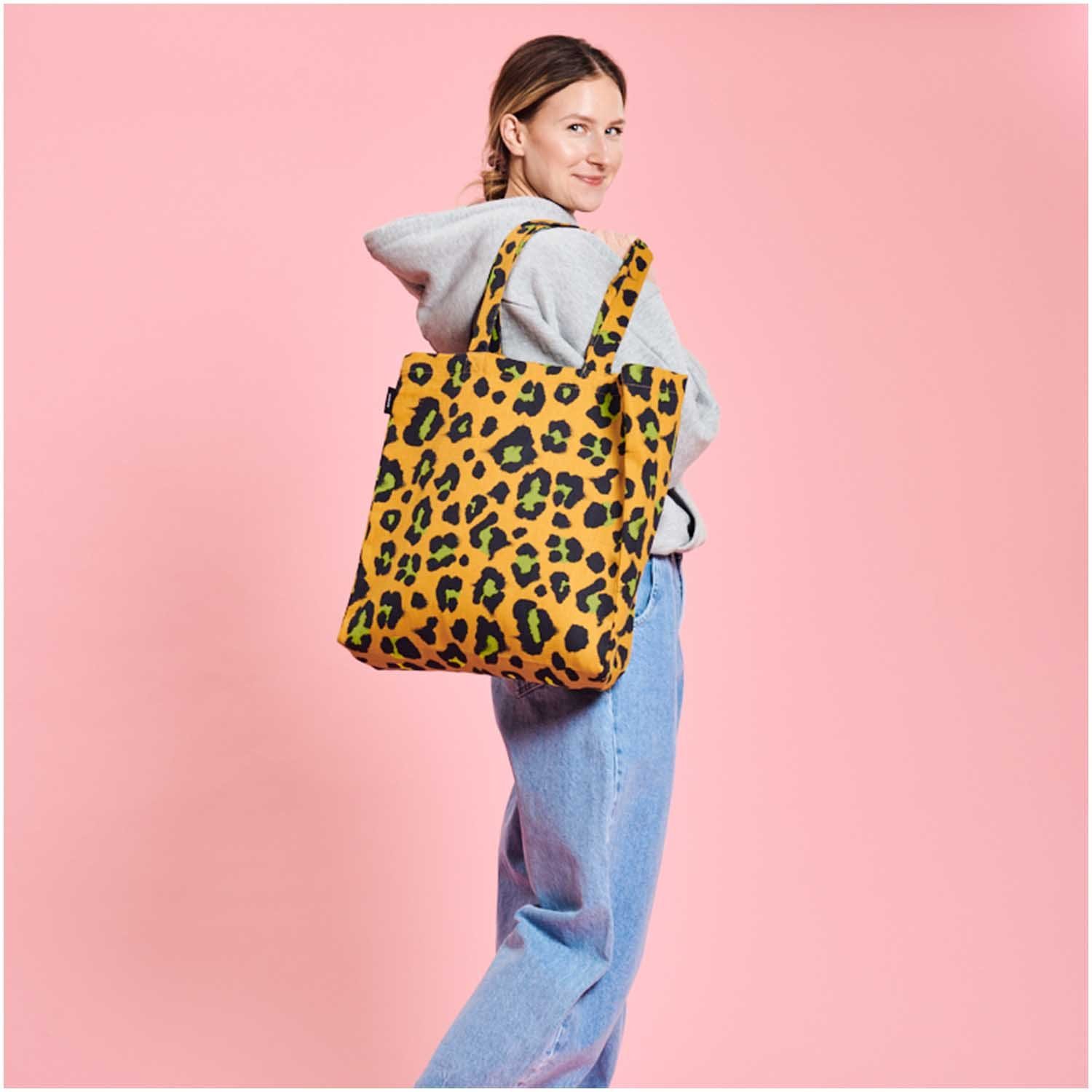 Shopper Leo Tasche Shopper mit Leo-Alloverprint, petrol und karamell