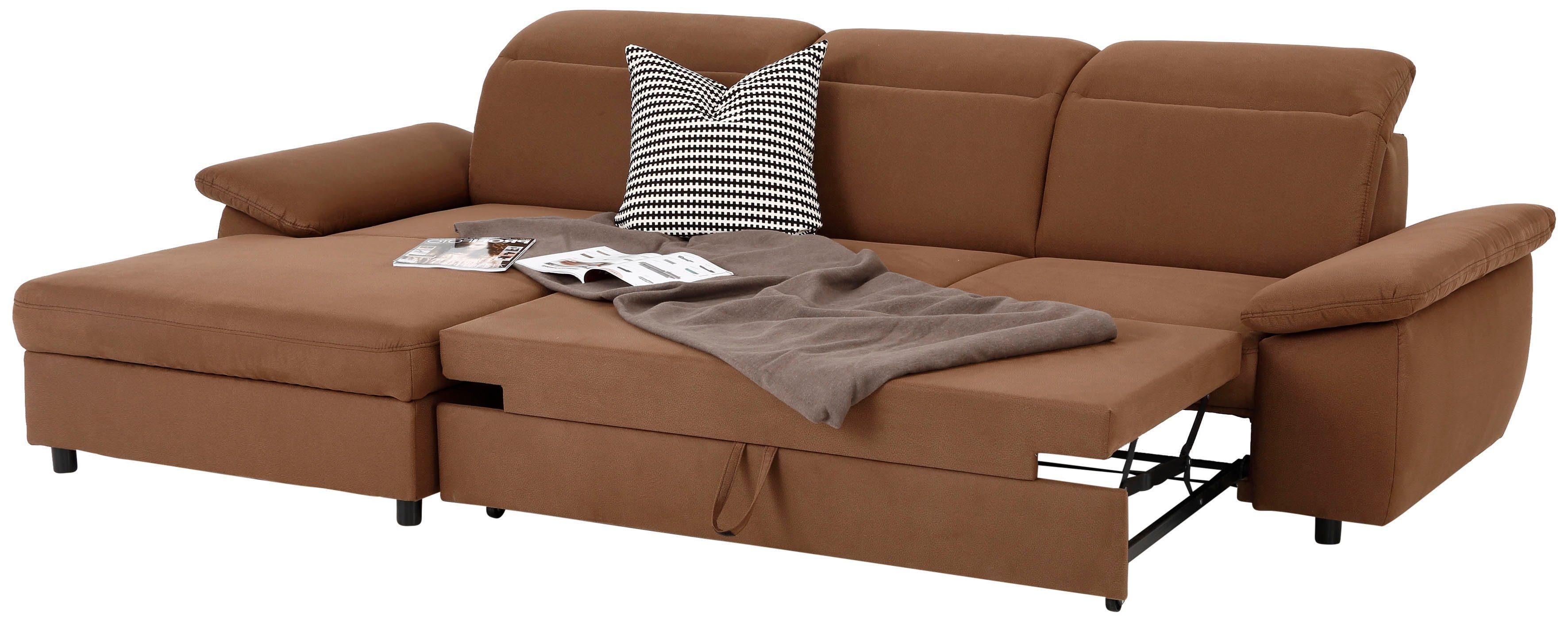 OTTO home Ecksofa Mauritius L-Form, mit Kopfteil- und Armlehnverstellung, Schlaffunktion & Bettkasten