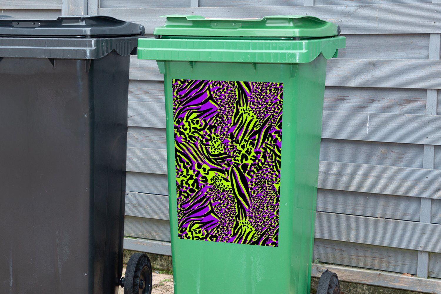 MuchoWow Wandsticker Neon - Lila - St), (1 Container, Mülltonne, Sticker, Abfalbehälter - Grün Mülleimer-aufkleber, Tiermuster