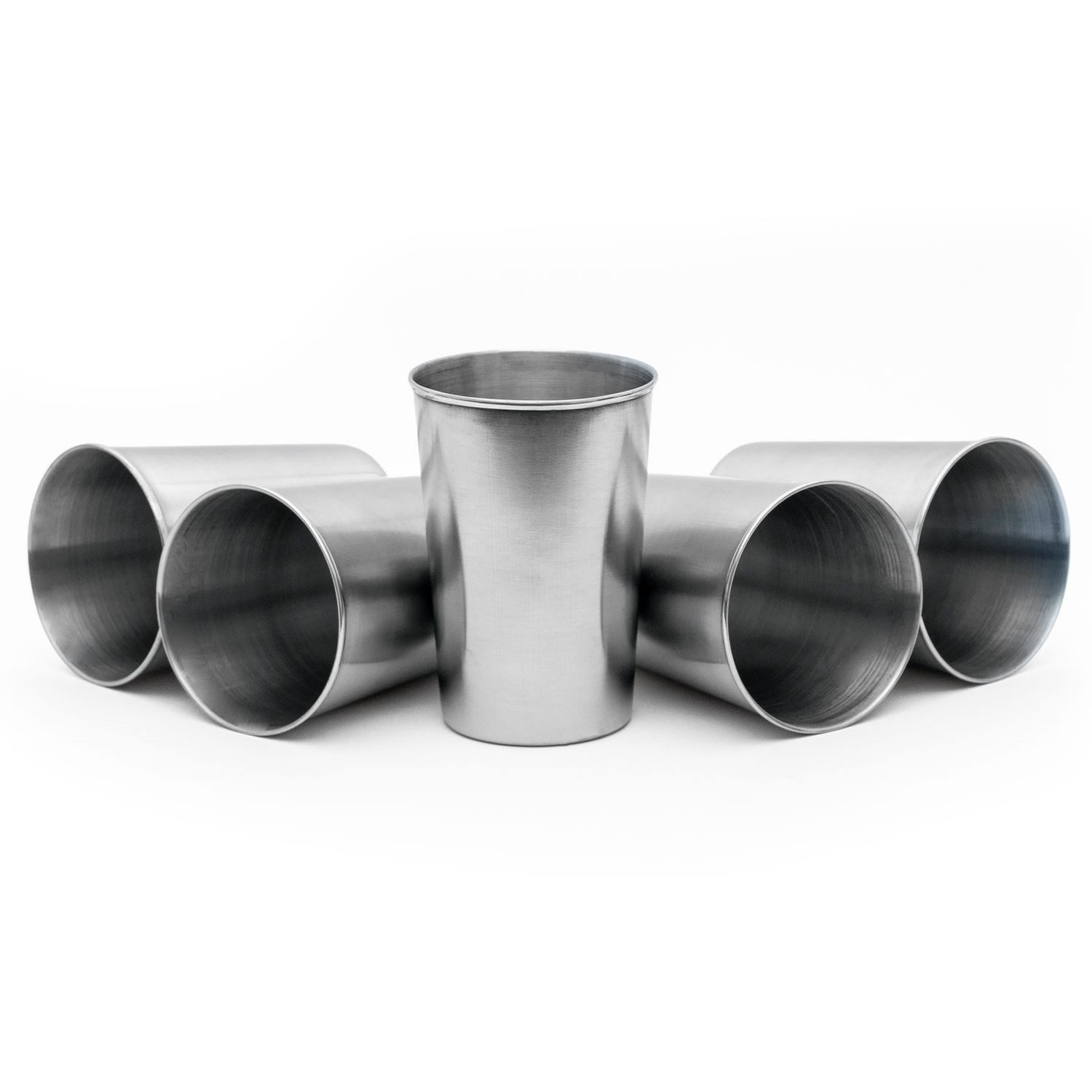 Intirilife Becher, 5-tlg., Edelstahl, Camping Outdoor Metall Becher Tasse