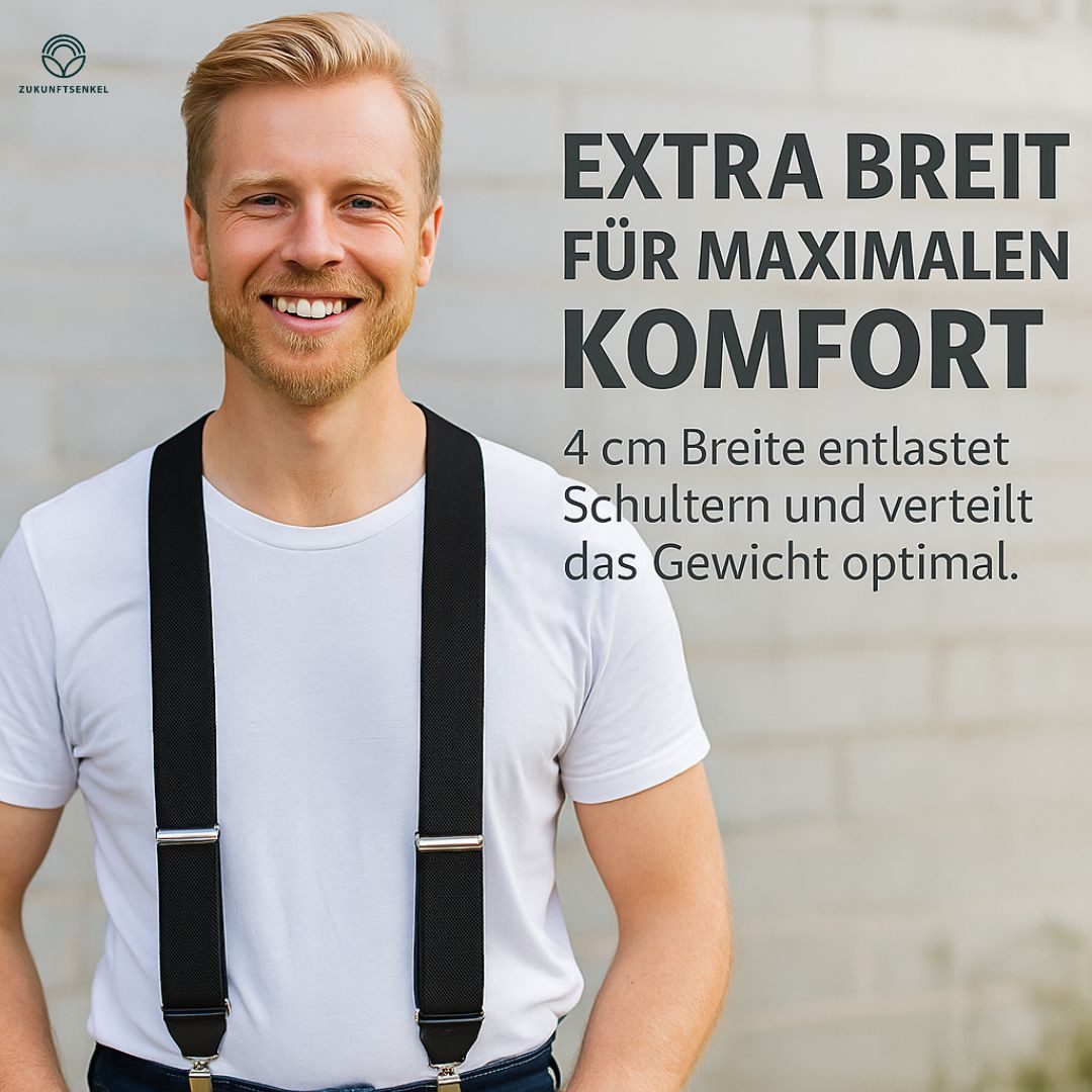 ZUKUNFTSENKEL Hosenträger Power Hosenträger - Verstellbar 4cm Y-Form Herren und Damen (und Rutschfest, Elastisch) 3 extra Starke Clips – Bild 4 von 5