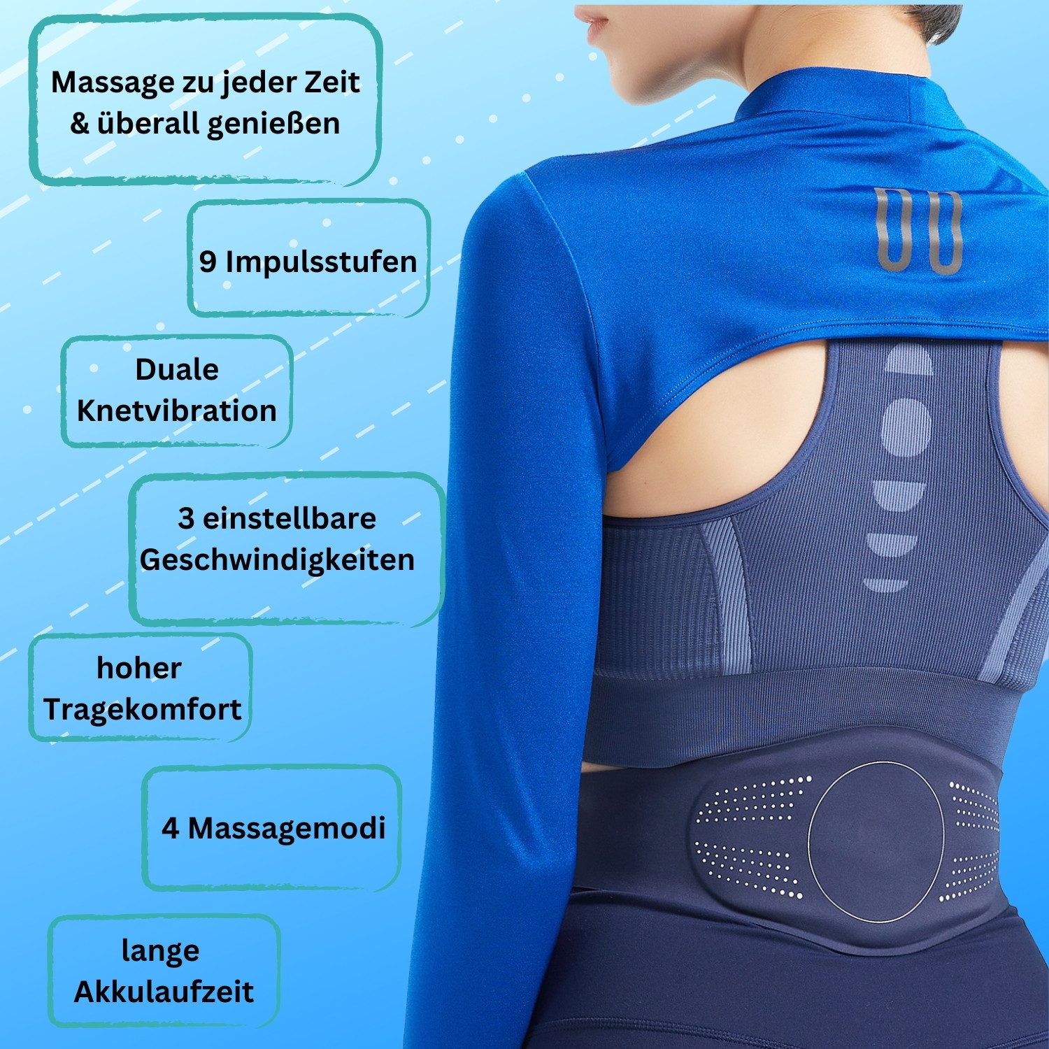 Duke-Handel Massagegerät Massagegürtel Wärmegürtel Vibrationsgürtel, zur Schmerzbehandlung Kabellos Aufladbar mit Akku
