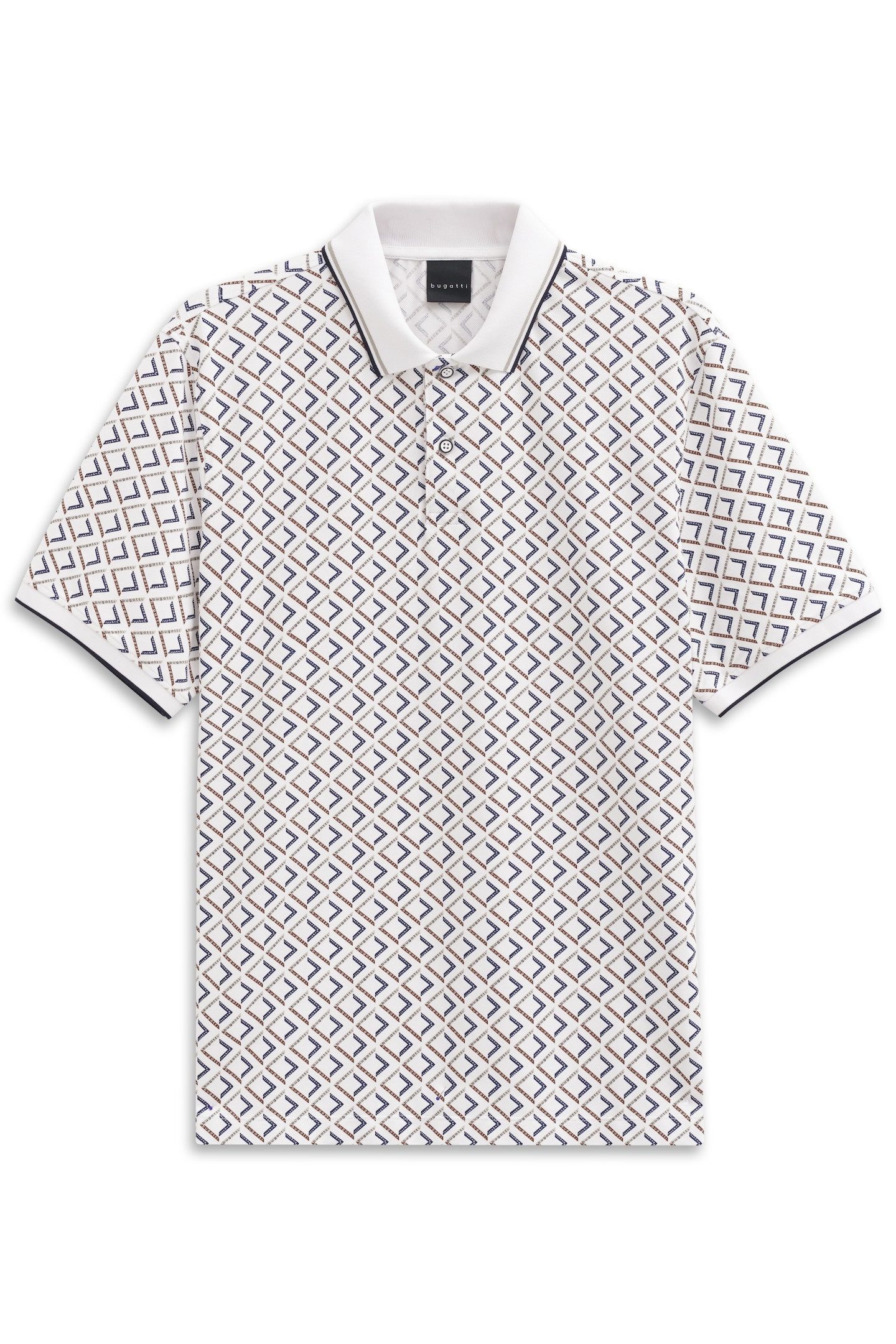 bugatti Poloshirt Modern Fit mit Rauten-Muster