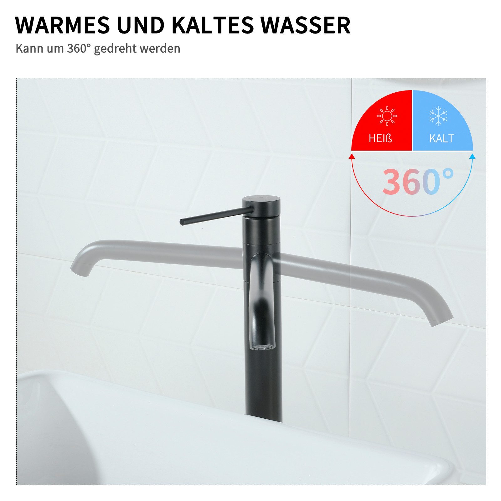 HOMELIVE Badarmatur Edelstahl Badarmatur Schwarz Waschbecken günstig online kaufen