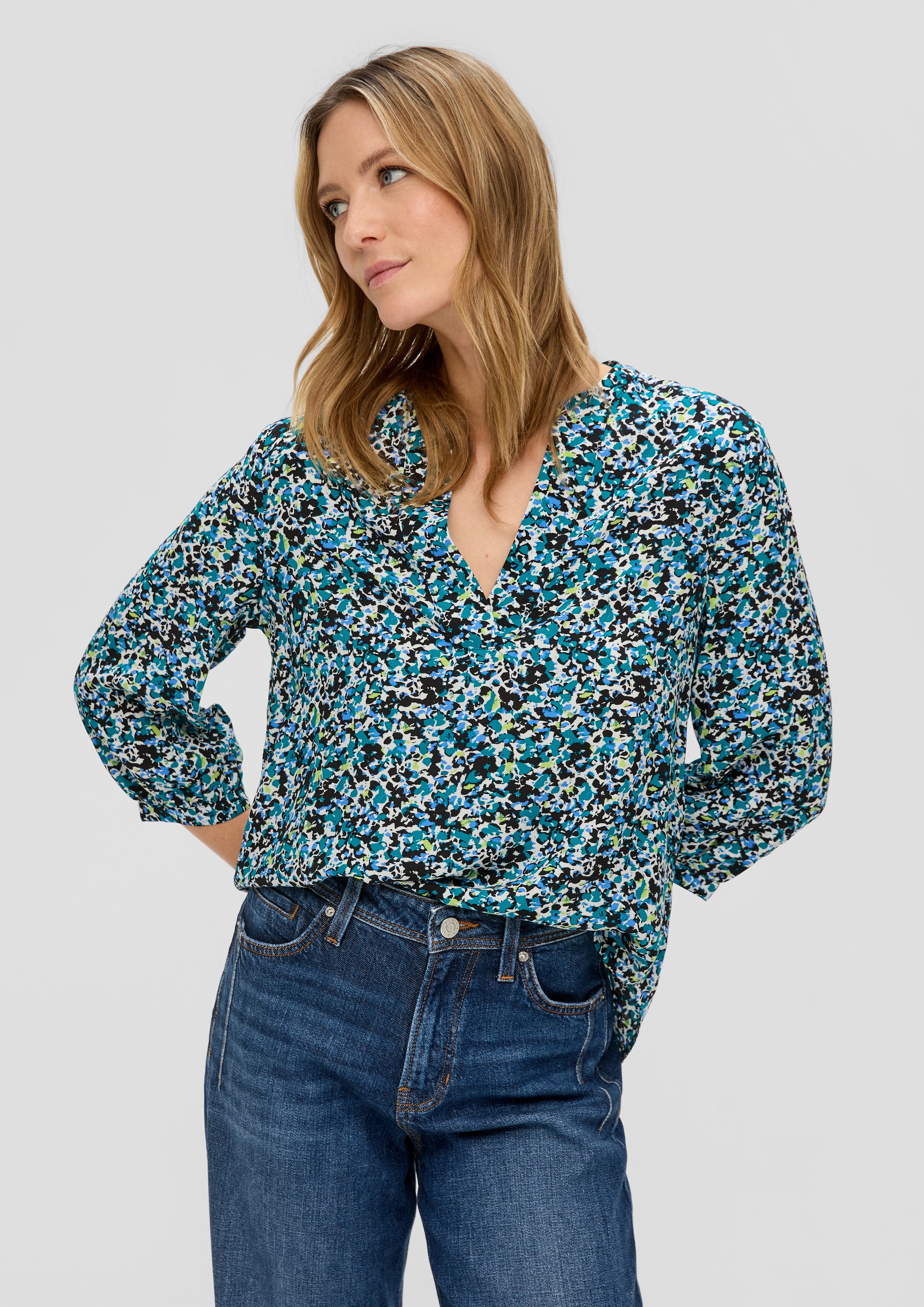 Langarmbluse Tunikabluse mit All-over-Print