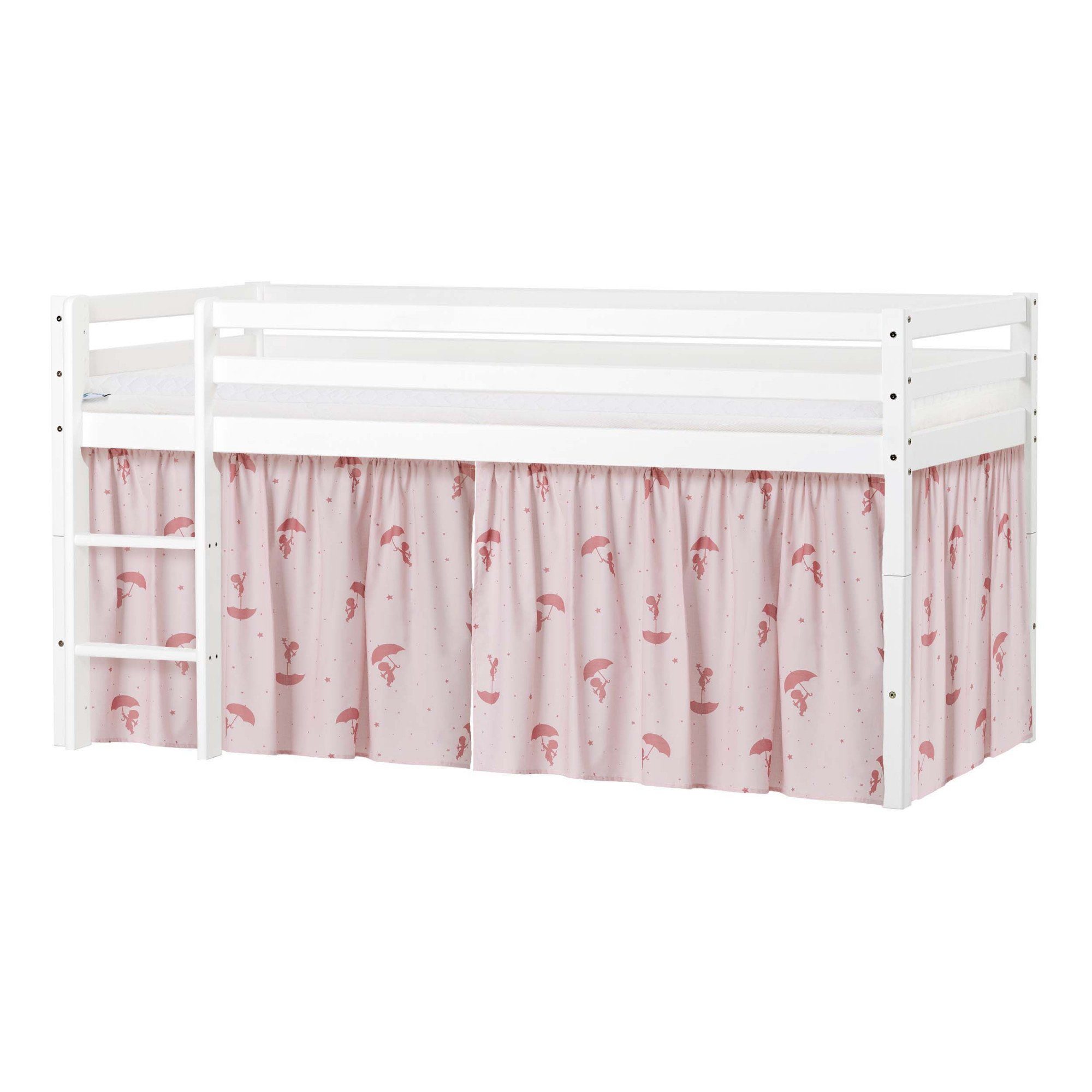 Hoppekids Spielbett ECO Dream - Flexibles umbaubares Hochbett aus Massivholz (Wahlweise in 2 Größen und 4 Farben), Vorhang aus 100% Baumwolle, Made in Europe, Höhe 105 cm