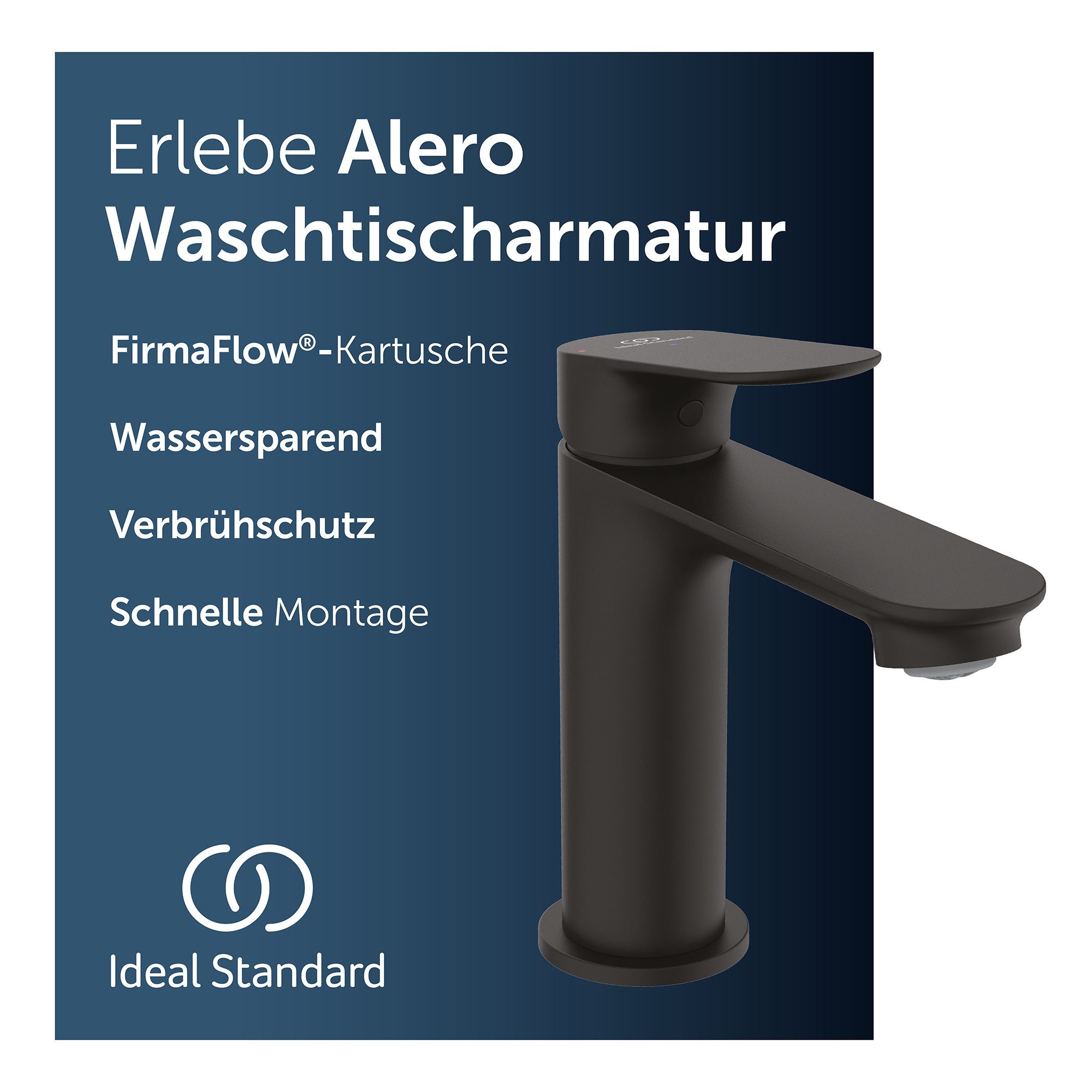 Ideal Standard Waschtischarmatur Alero FirmaFlow® Kartusche, Wassersparend, EasyFix® Schnellmontagesystem