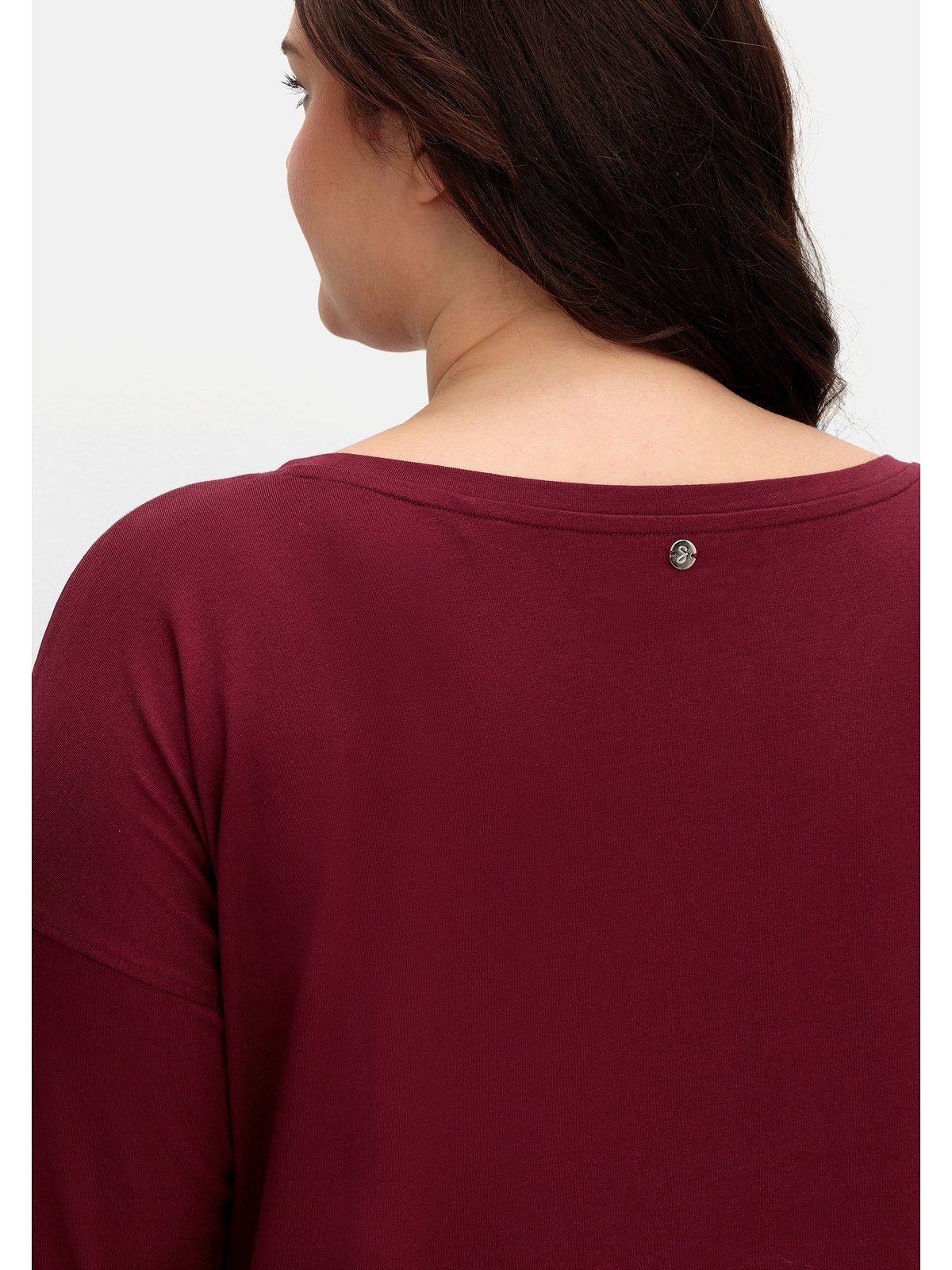 Sheego Langarmshirt Große Größen mit Bindeband am Saum
