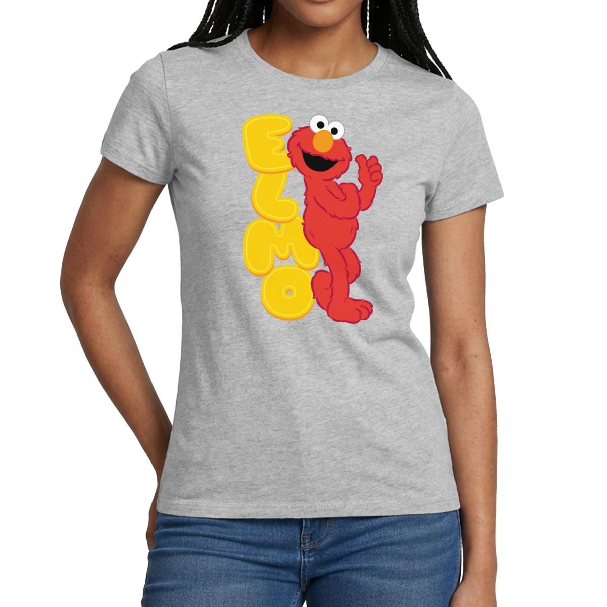 Spreadshirt T-Shirt Sesamstraße Elmo Mit Schriftzug Frauen T-Shirt (1-tlg)