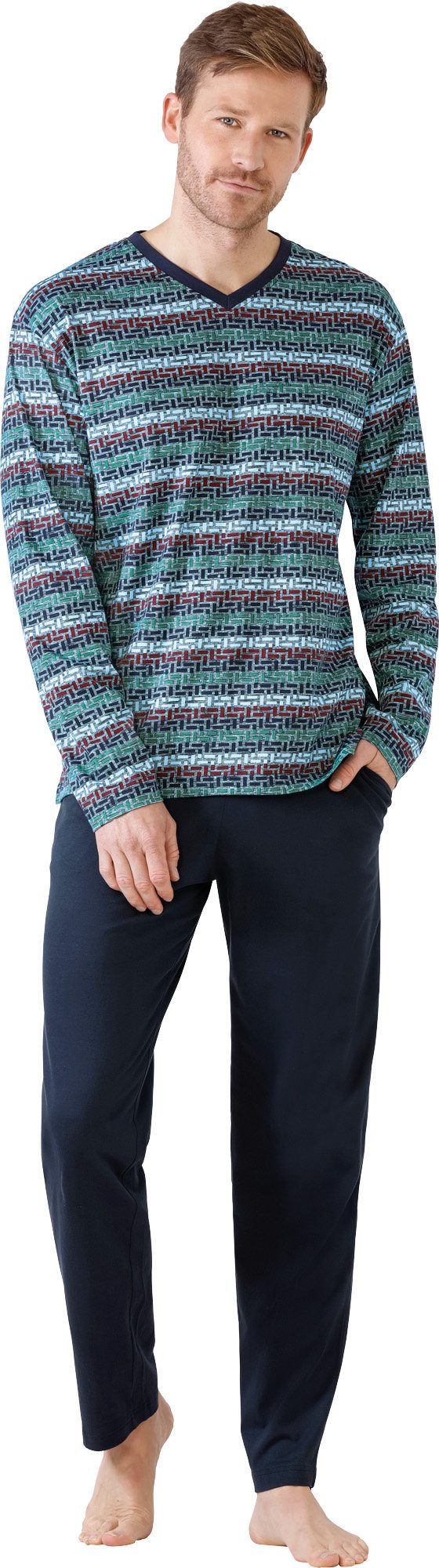 Hajo Pyjama Herren-Schlafanzug Single-Jersey gemustert