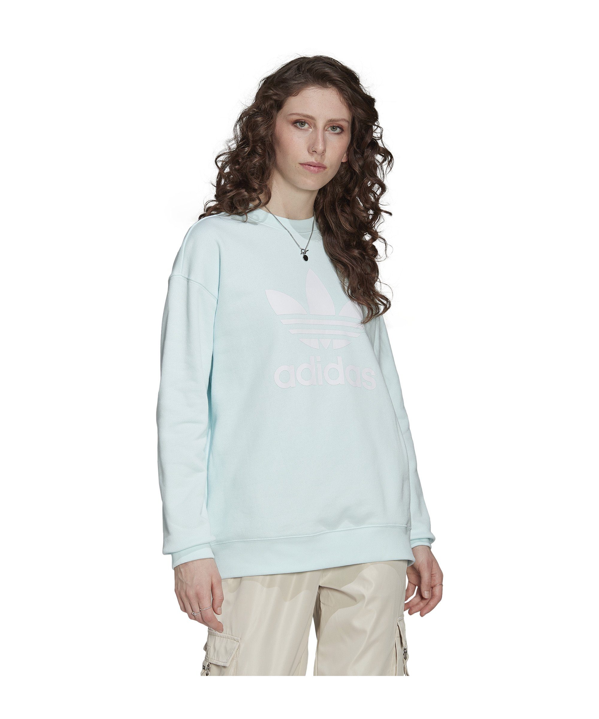 Trefoil Damen Sweater Sweatshirt Originals blau adidas