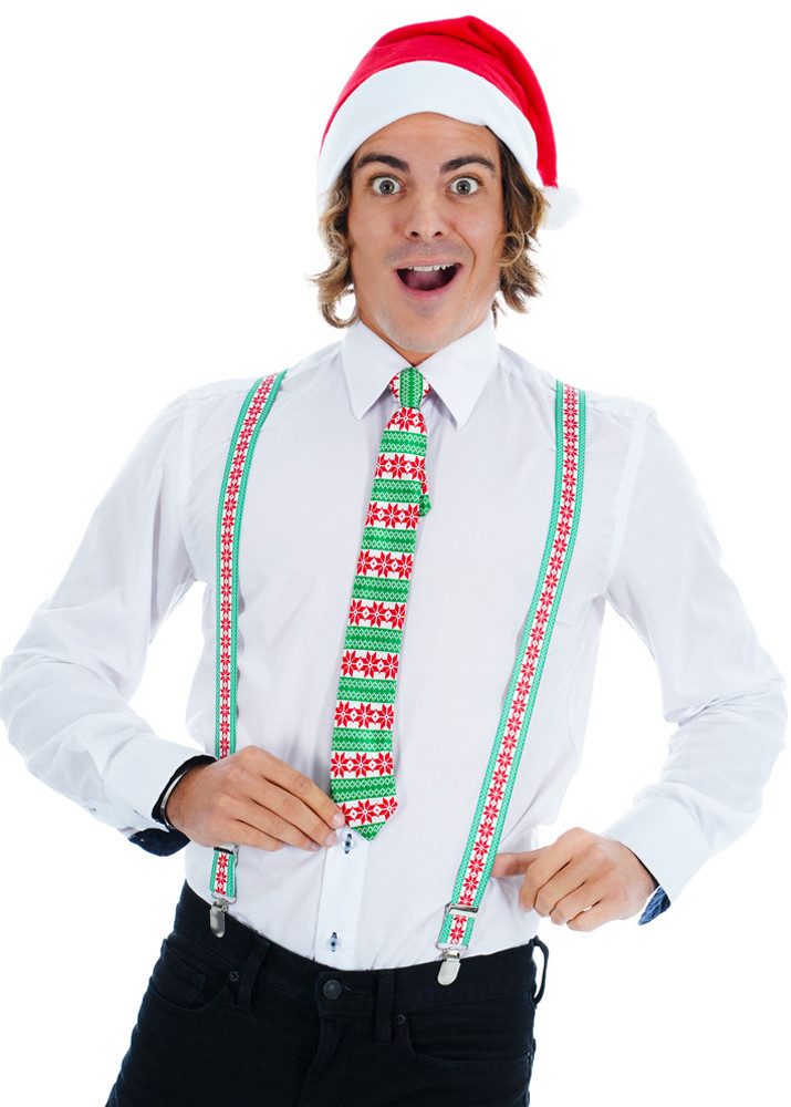 CHAKS Kostüm Weihnachts-Set 'Ugly' - 3-tlg. - Hosenträger Krawa
