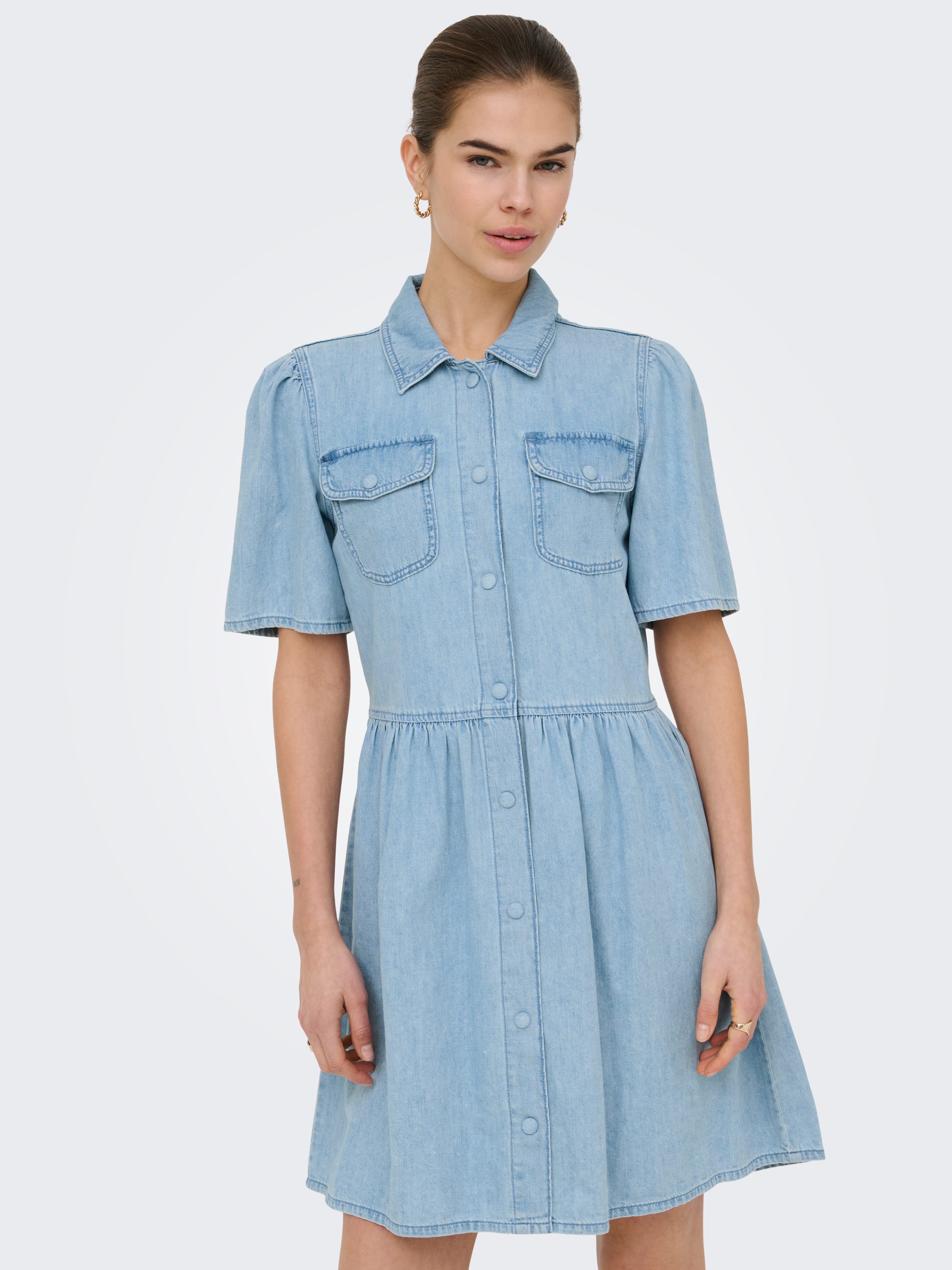 ONLY Jeanskleid ONLEVELINE SS DNM DRESS AKM Baumwolle