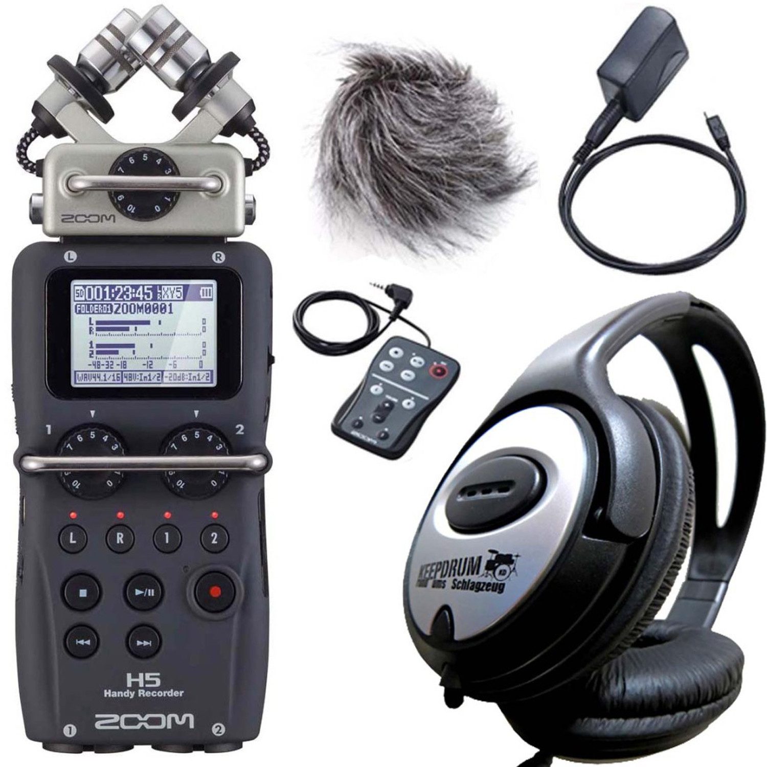 Zoom H5 Recorder mit APH-5 Zubehörset mit Kopfhörer Digitales Aufnahmegerät