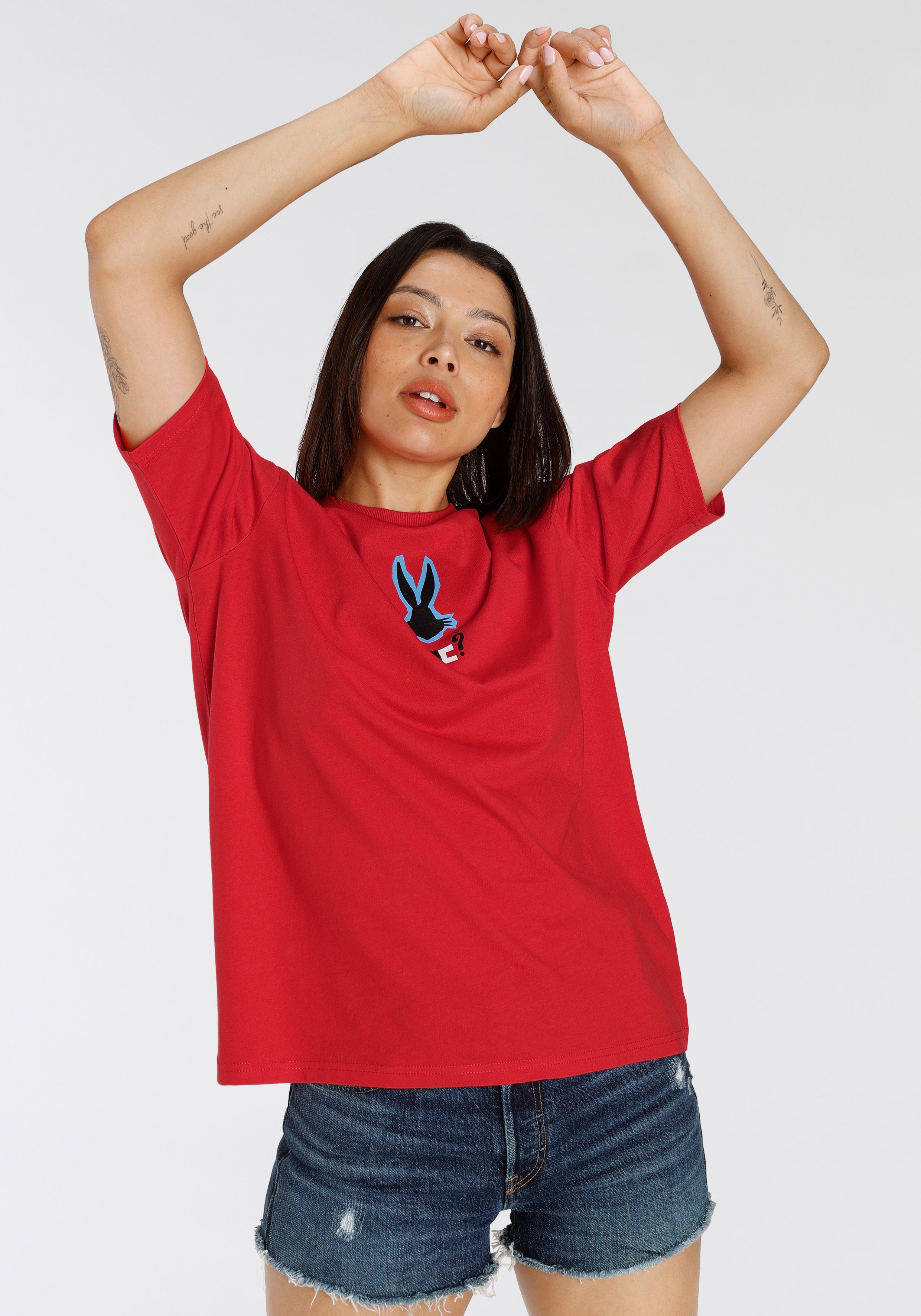 Capelli New York T-Shirt mit Comic-Motiv Duffy Duck mit Bugs Bunny | T-Shirts
