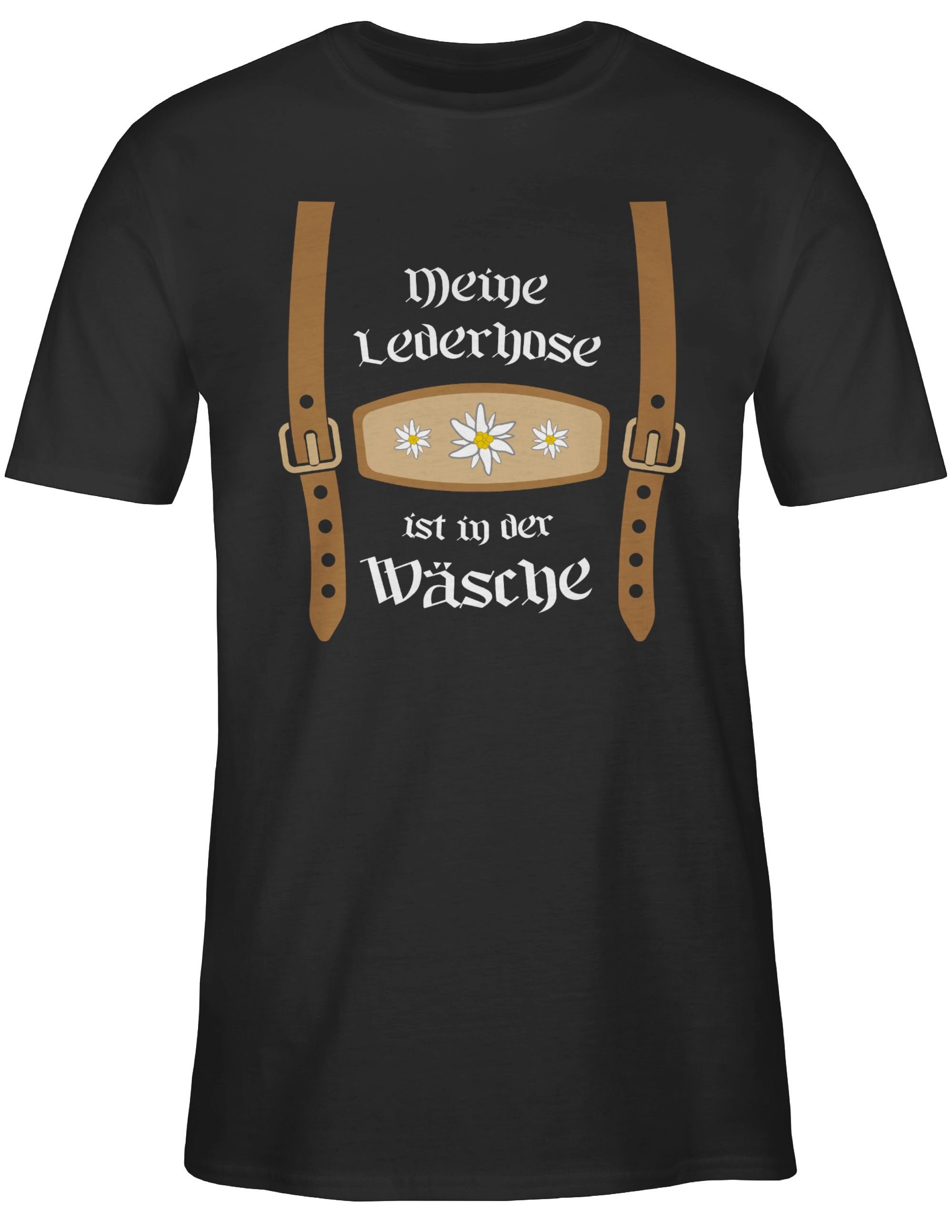 Herren der Meine in Lederhose für Mode Oktoberfest Shirtracer T-Shirt Schwarz Wäsche ist 01