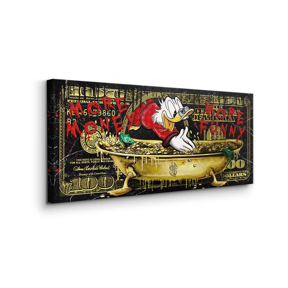 Geld Leinwandbild, goldener Money Pop Rahmen Limitiert DOTCOMCANVAS® Art - More Duck Leinwandbild - -