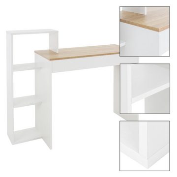 ML-DESIGN Schreibtisch Schreibtisch mit Regal Flexibel und platzsparend 2in1 System, Bürotisch Natur/Weiß 110x72x40cm mit 3 Einlegeböden