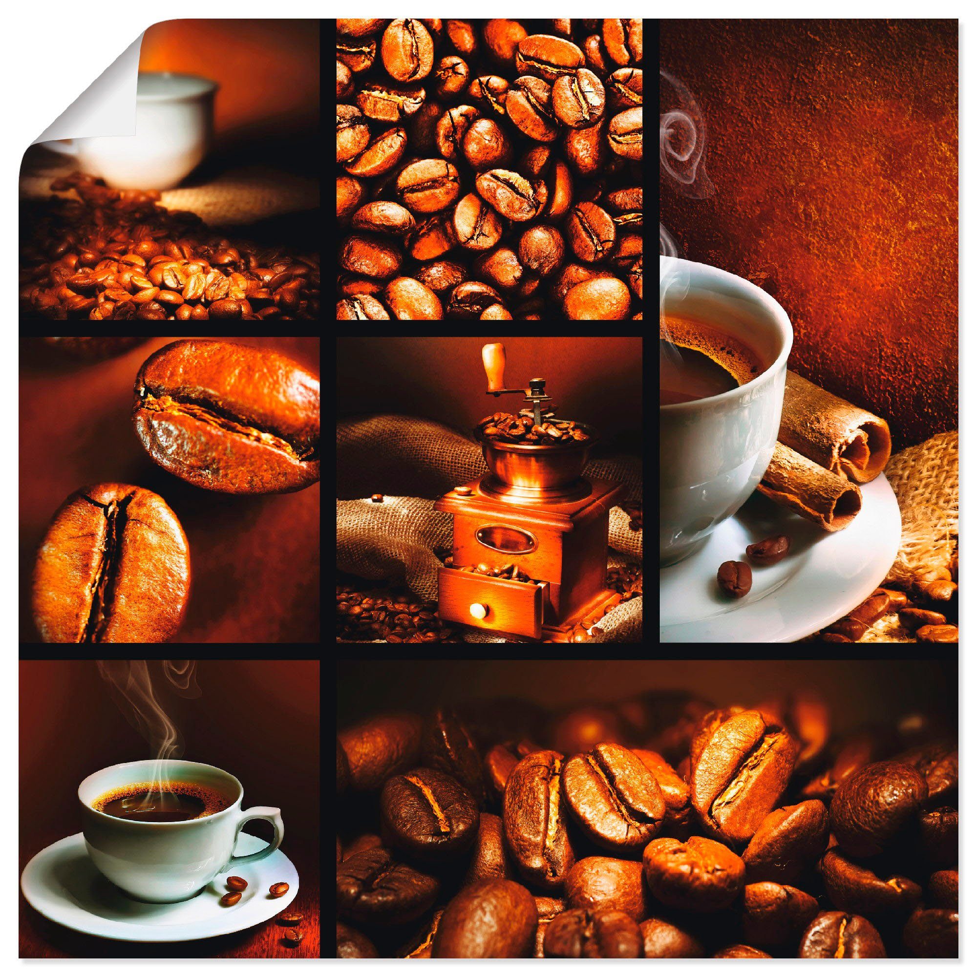 Artland Wandbild Kaffee Collage, Getränke Größen als Leinwandbild, St), versch. oder in (1 Wandaufkleber Poster