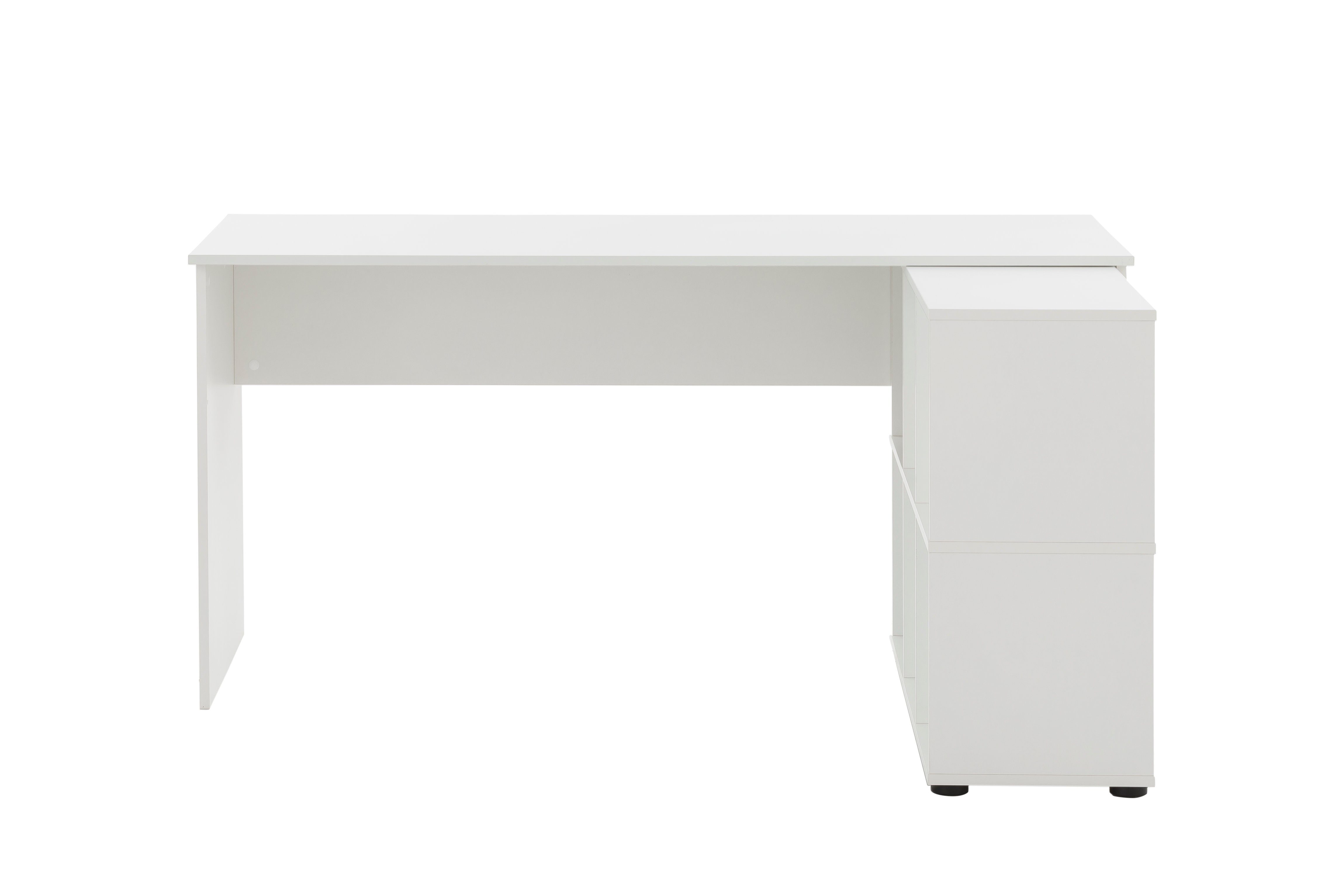 PROREGAL® Eckschreibtisch Möbelpartner Schreibtisch rechteckig Jaguar, Weiß 73,6x150x121,6cm HxBxT