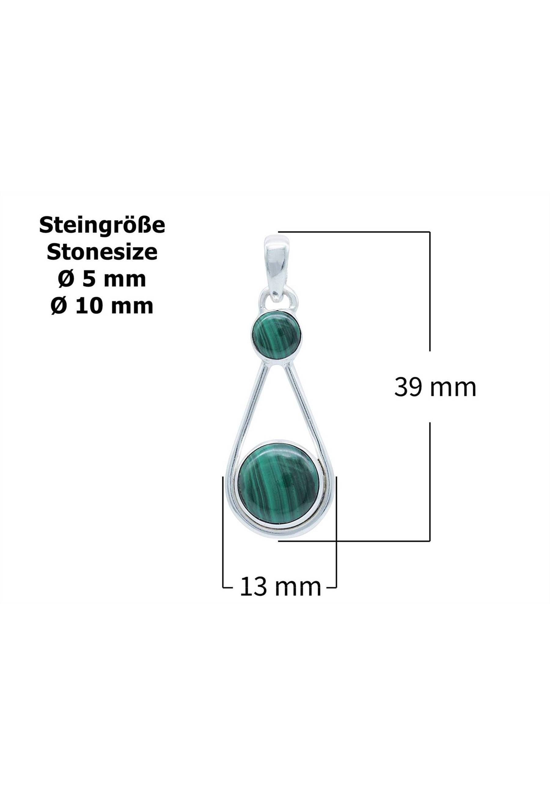 SilbermitMalachit mit Anhänger 925er mantraroma Kette