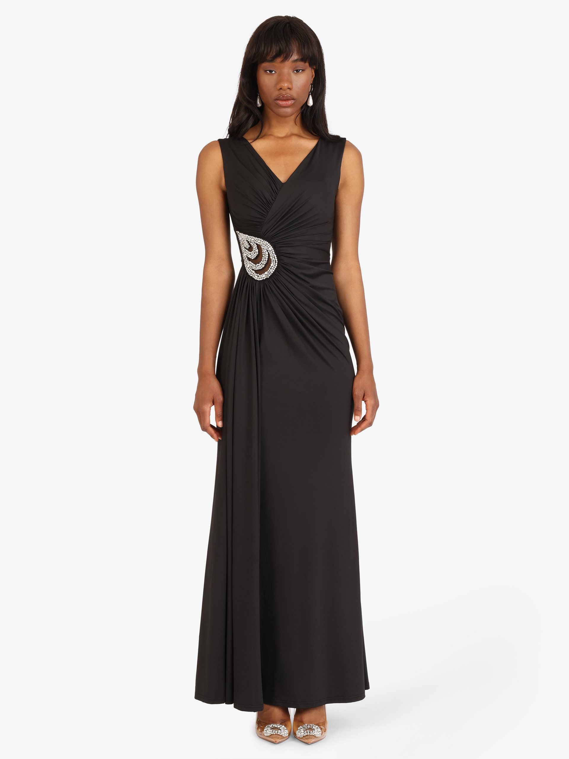 Kraimod Abendkleid mit Drapierung und Zierstein-Detail
