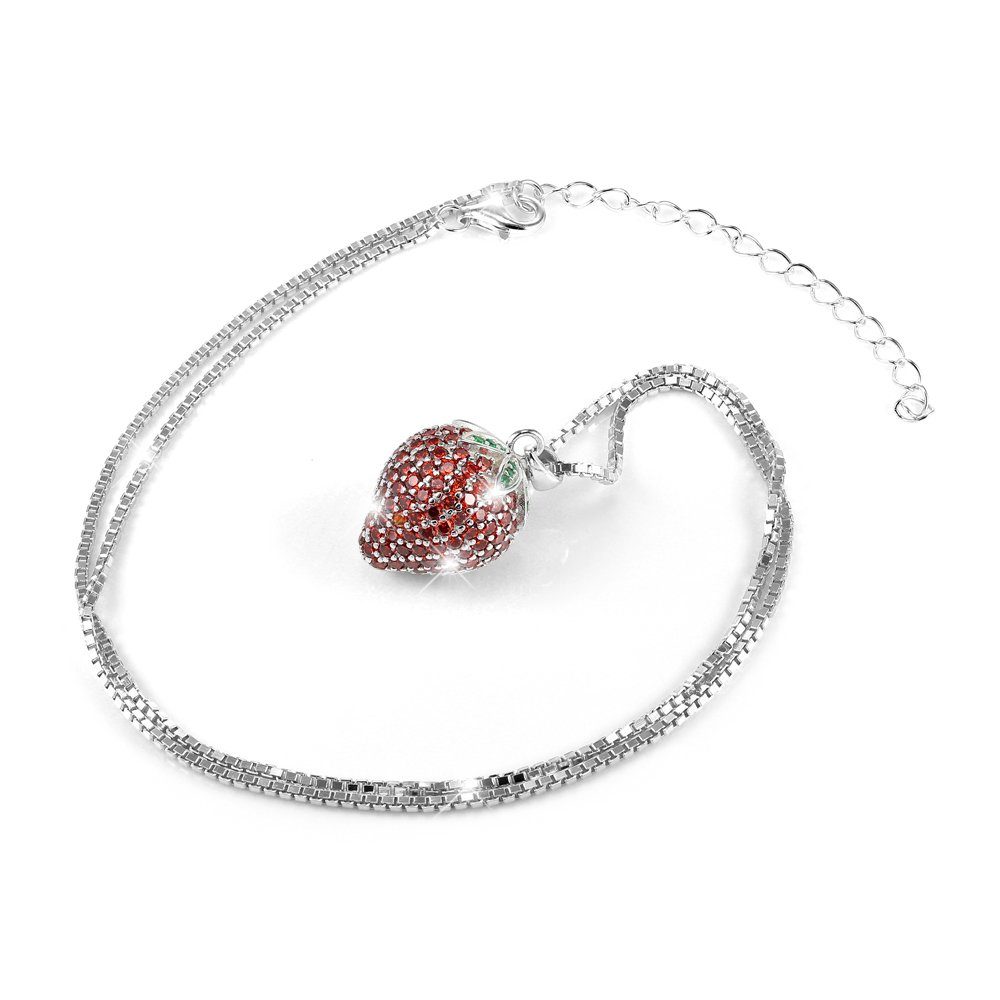 Kette mit Anhänger Erdbeere Silber