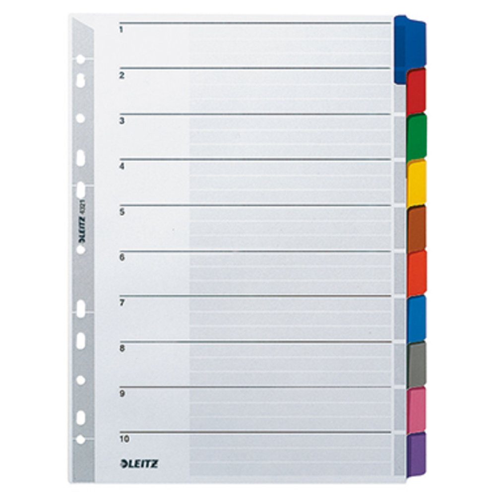LEITZ Mylarkarton-Register, blanko, A4, 10-teilig, grau