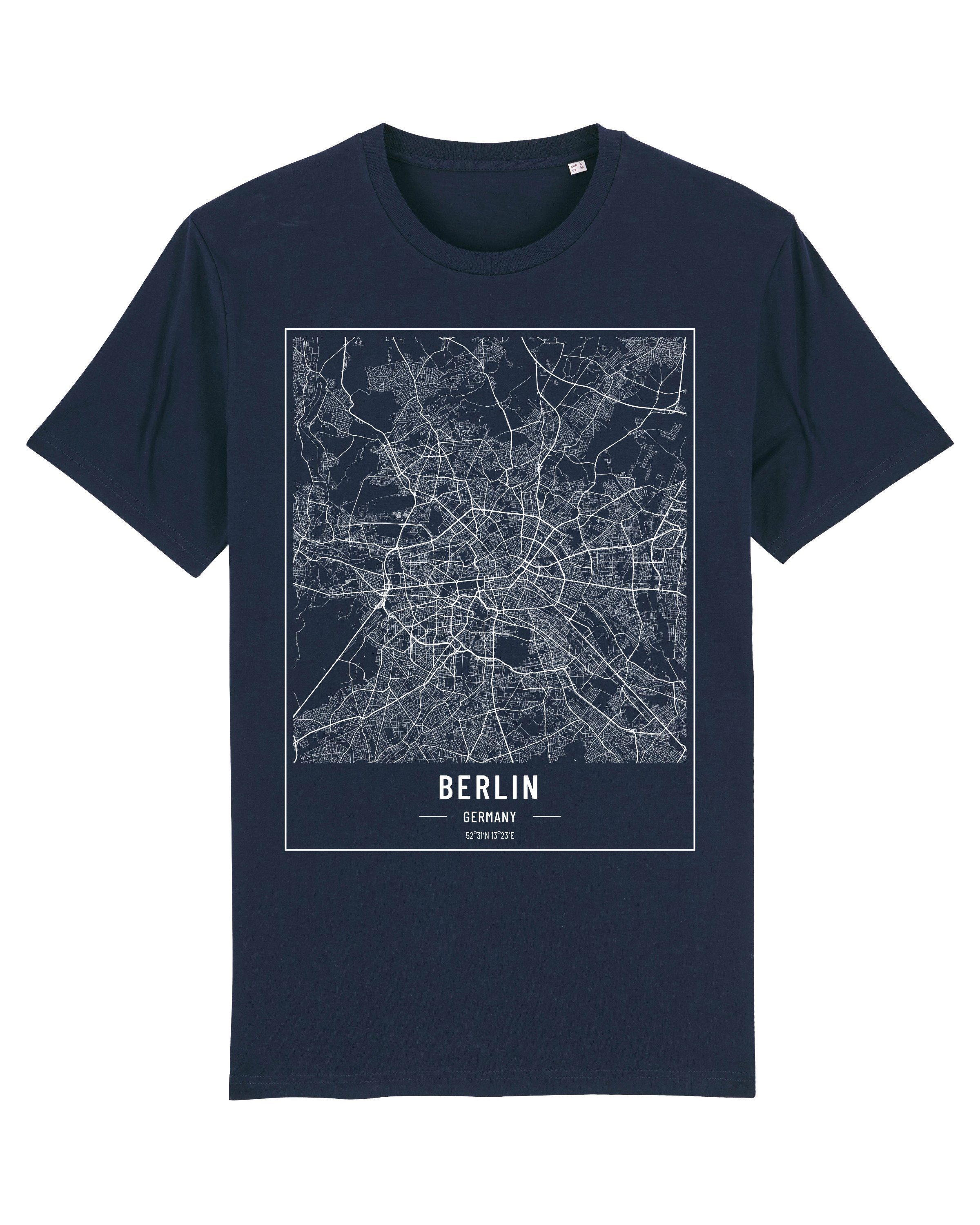 wat? Apparel Print-Shirt City maps Berlin Landkarte (1-tlg) dunkelblau