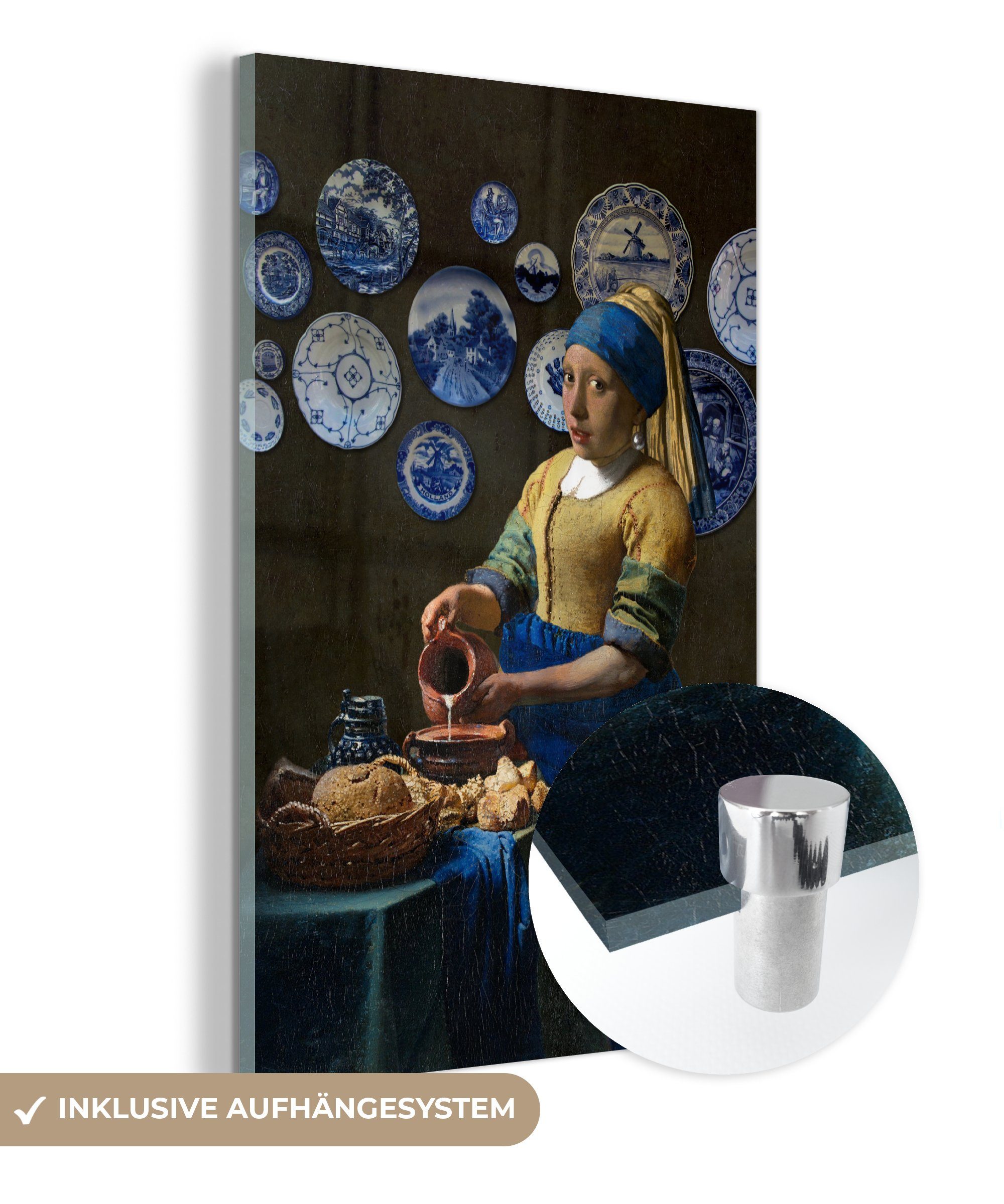 MuchoWow Acrylglasbild Das Mädchen mit dem Perlenohrring - Milchmädchen - Vermeer, (1 St), Glasbilder - Bilder auf Glas Wandbild - Foto auf Glas - Wanddekoration