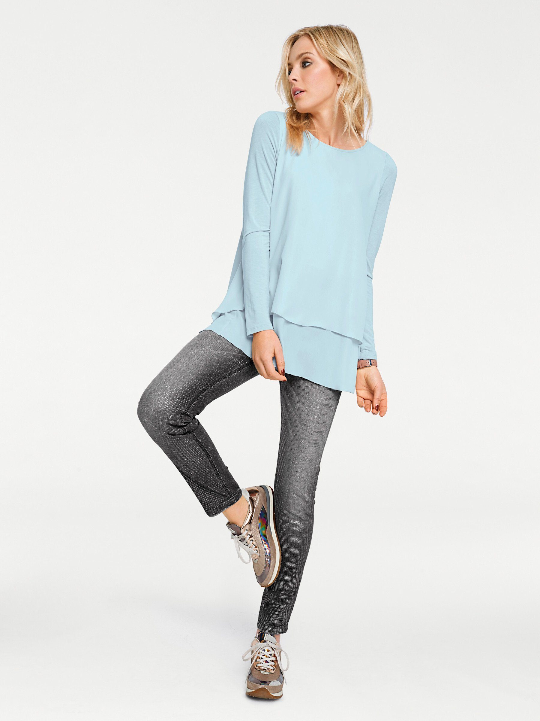 T-Shirt Rundhals-Shirt Langarm