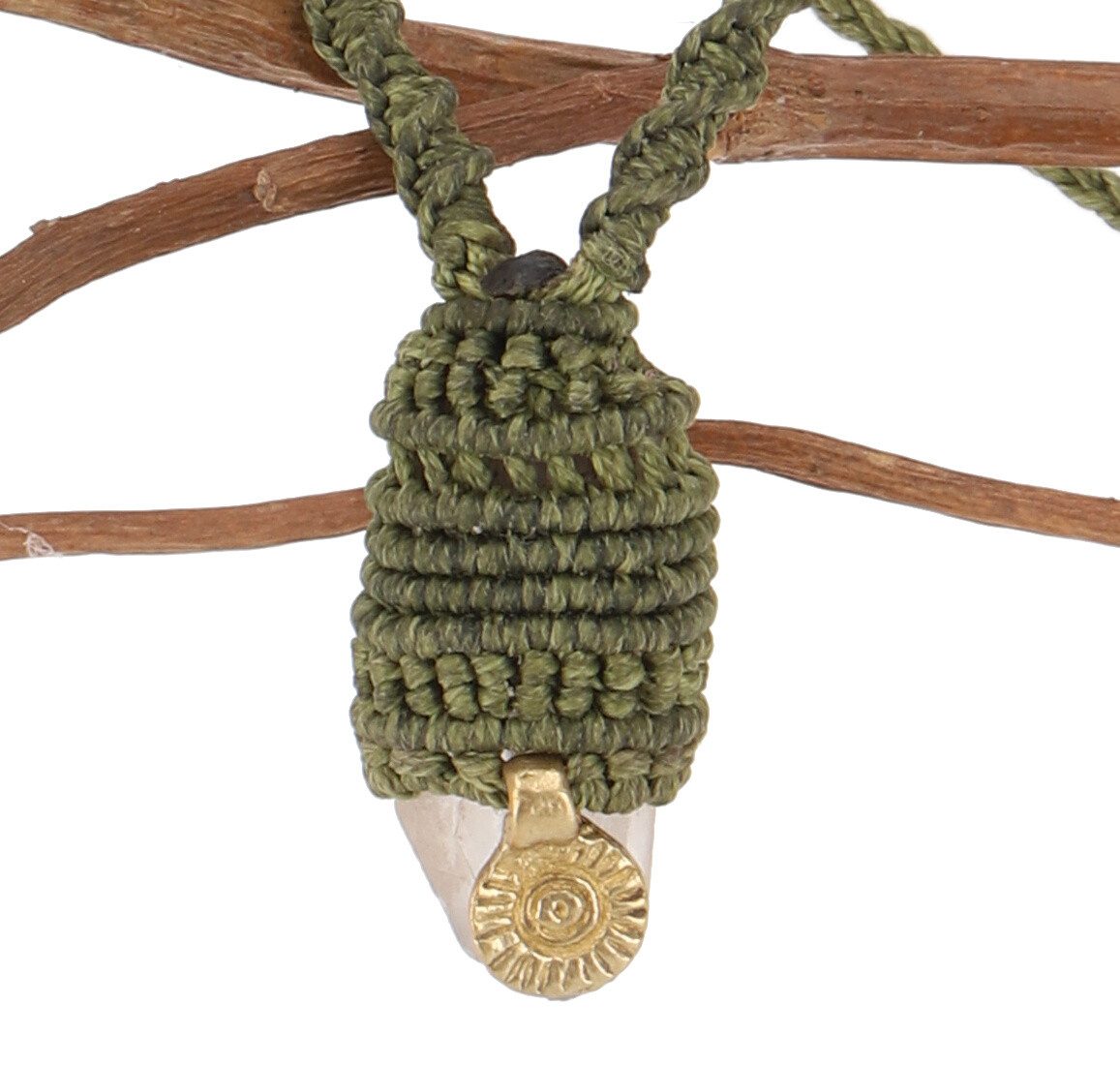 Perlenkette Boho Makramee Kette, Bergkristall Elfenschmuck..