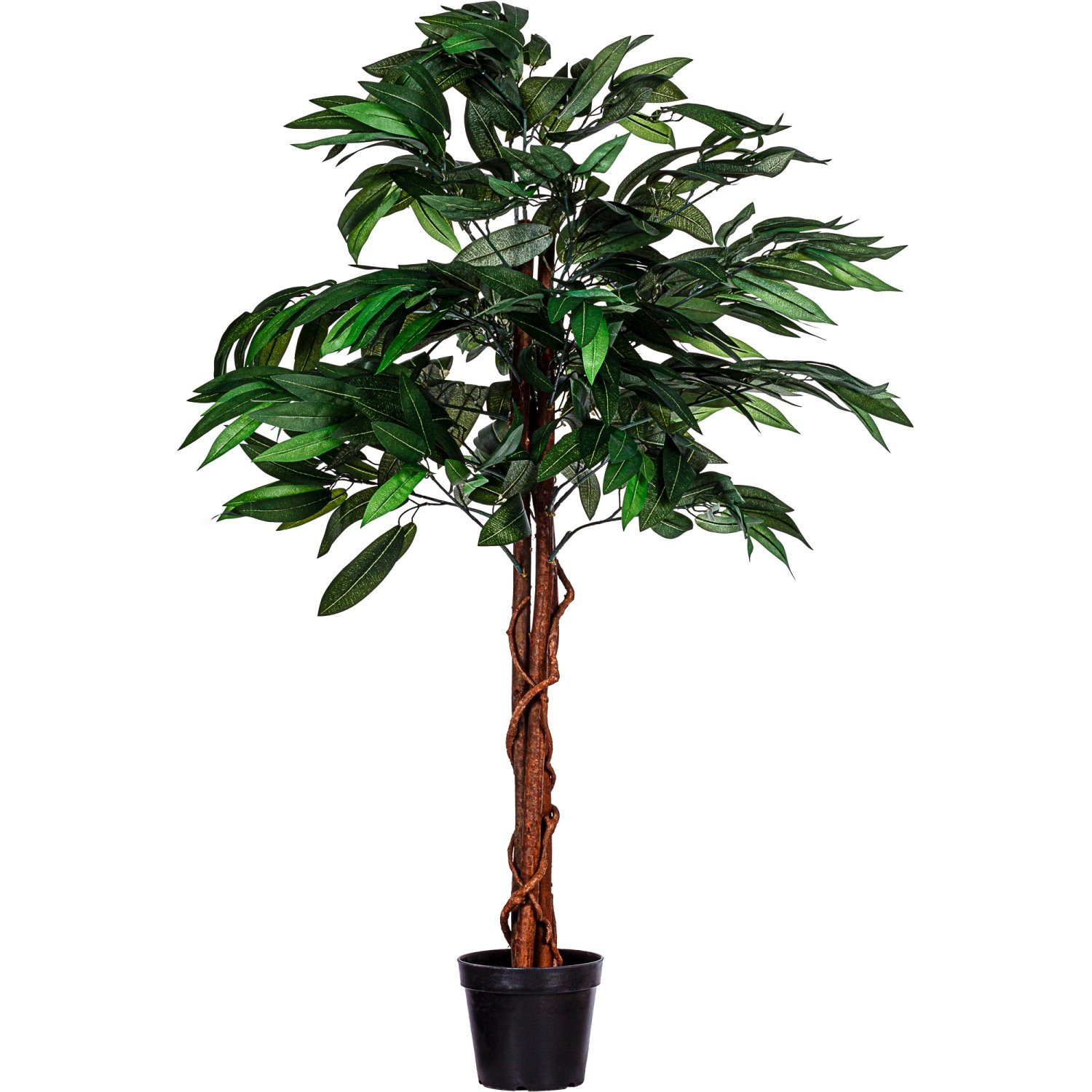 Kunstbaum Künstlicher Mangobaum Kunstpflanze Dekobaum Mangobaum, PLANTASIA, Höhe 120,00 cm, 120 cm, 420 Blätter, Echtholzstamm, Größenwahl