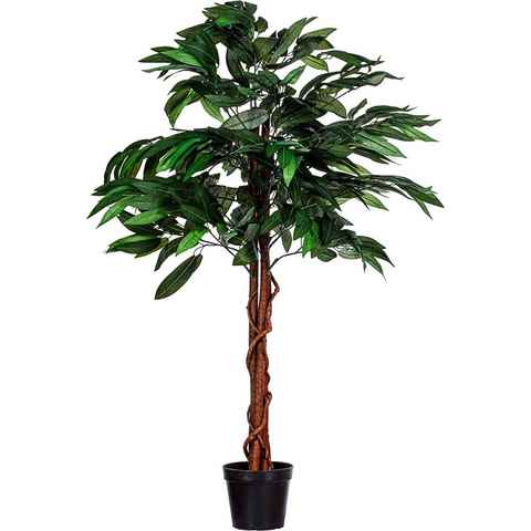 Kunstbaum Künstlicher Mangobaum Kunstpflanze Dekobaum Mangobaum, PLANTASIA, Höhe 120,00 cm, 180 cm oder 120 cm, Echtholzstamm, Größenwahl