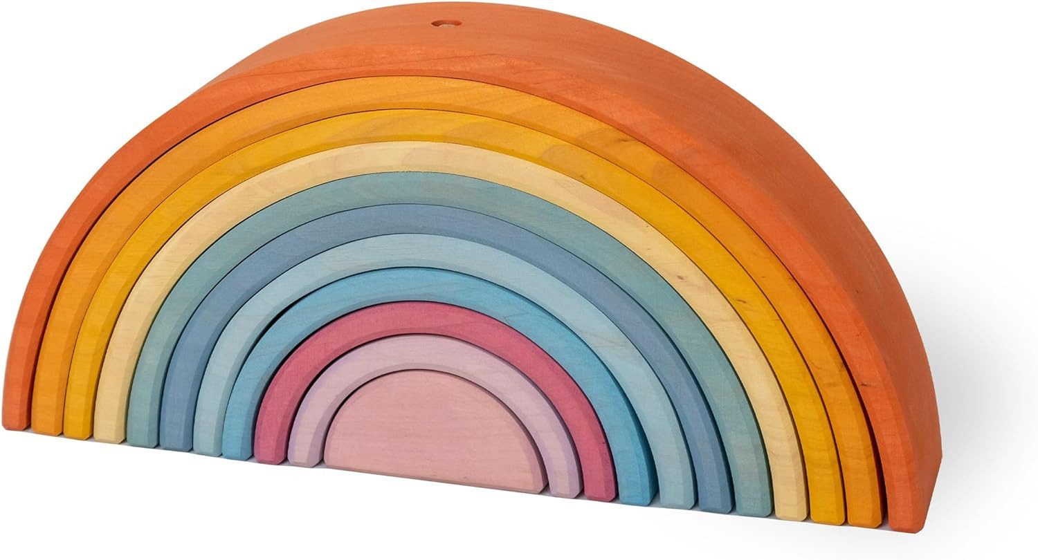 Ehrenkind Stapelspielzeug Regenbogen, nachhaltig und natürliches Massivholz FSC®, (Holzspielzeug Früherziehung), Montessori Spielzeug