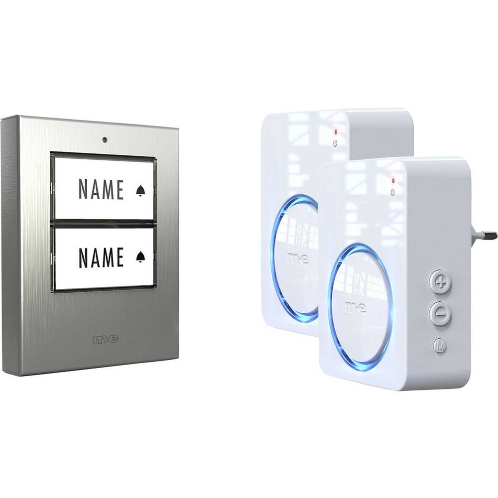 m-e Smart Home Türklingel 100151 (beleuchtet, klangaktiv, mit Bewegungsmelder, mit Namensschild)